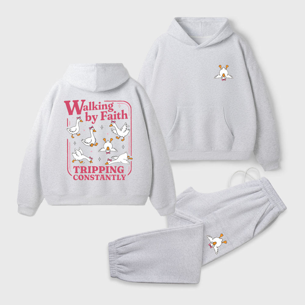 Walking By Faith Christian Premium Fleece Hoodie Set