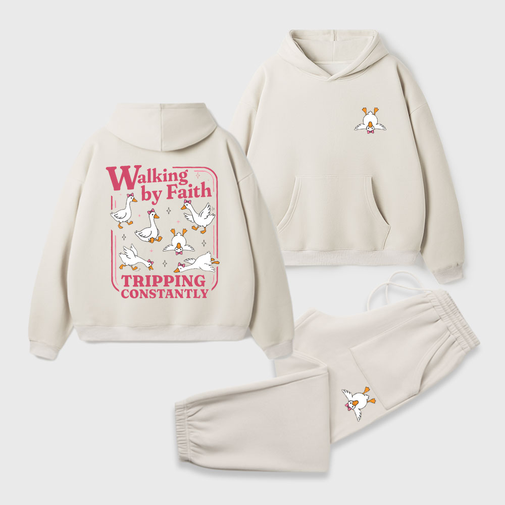Walking By Faith Christian Premium Fleece Hoodie Set