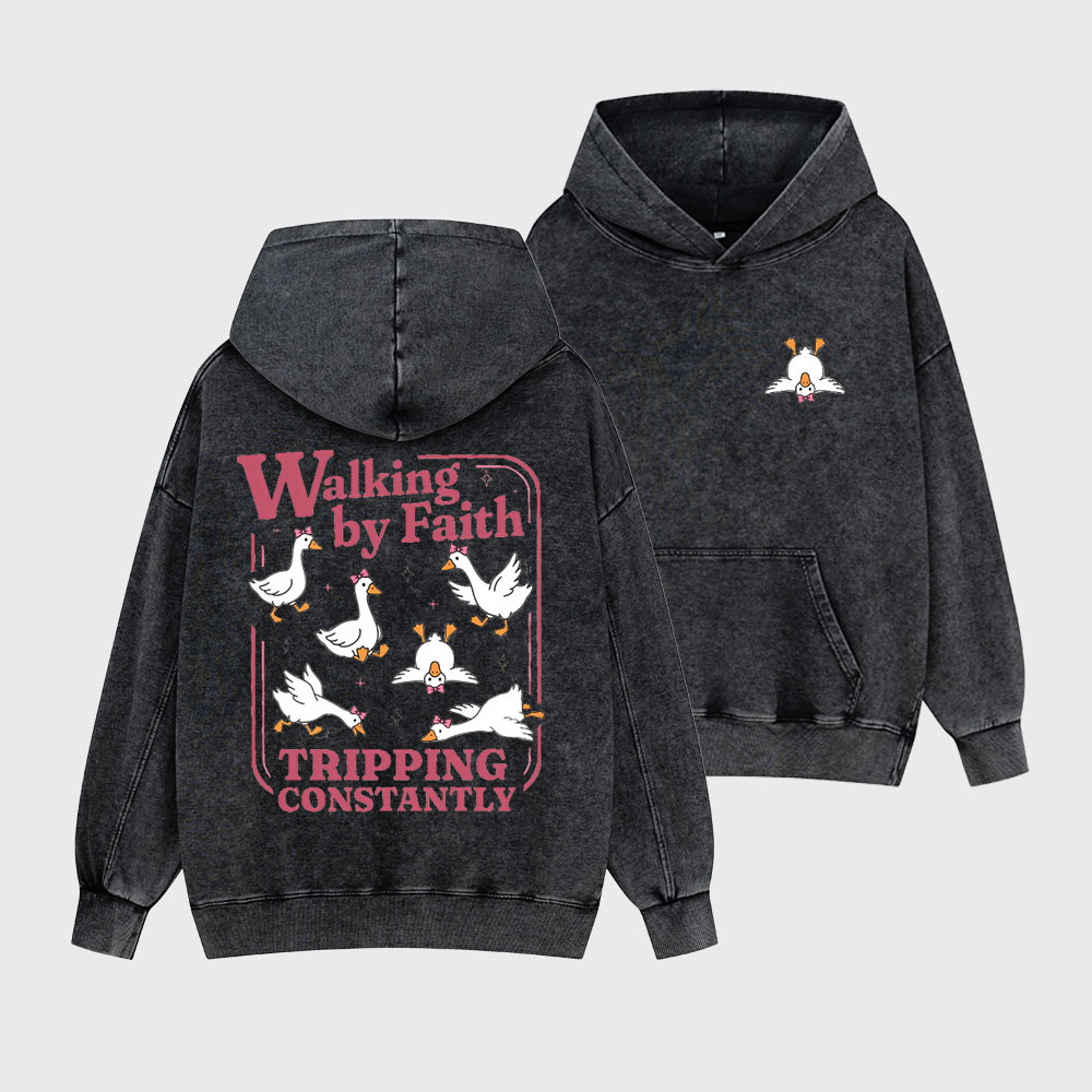 Walking By Faith Christian Washed Hoodie