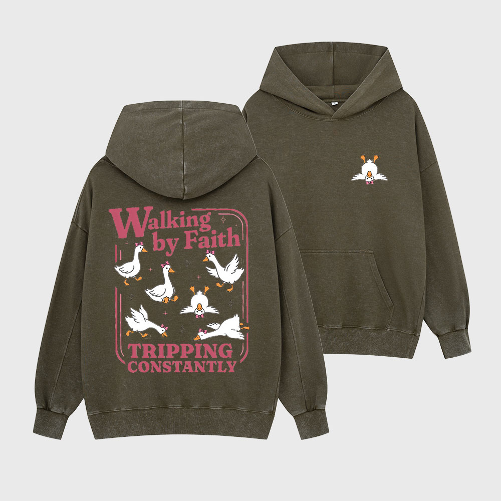 Walking By Faith Christian Washed Hoodie