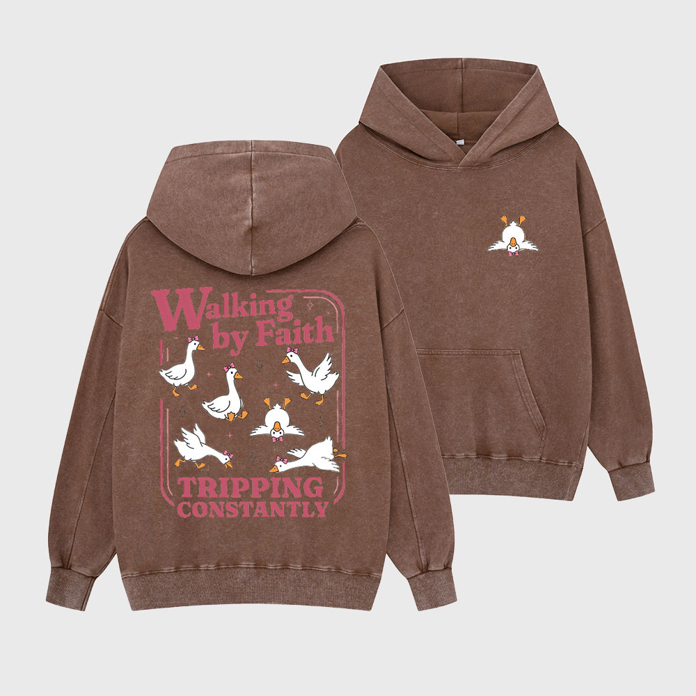 Walking By Faith Christian Washed Hoodie