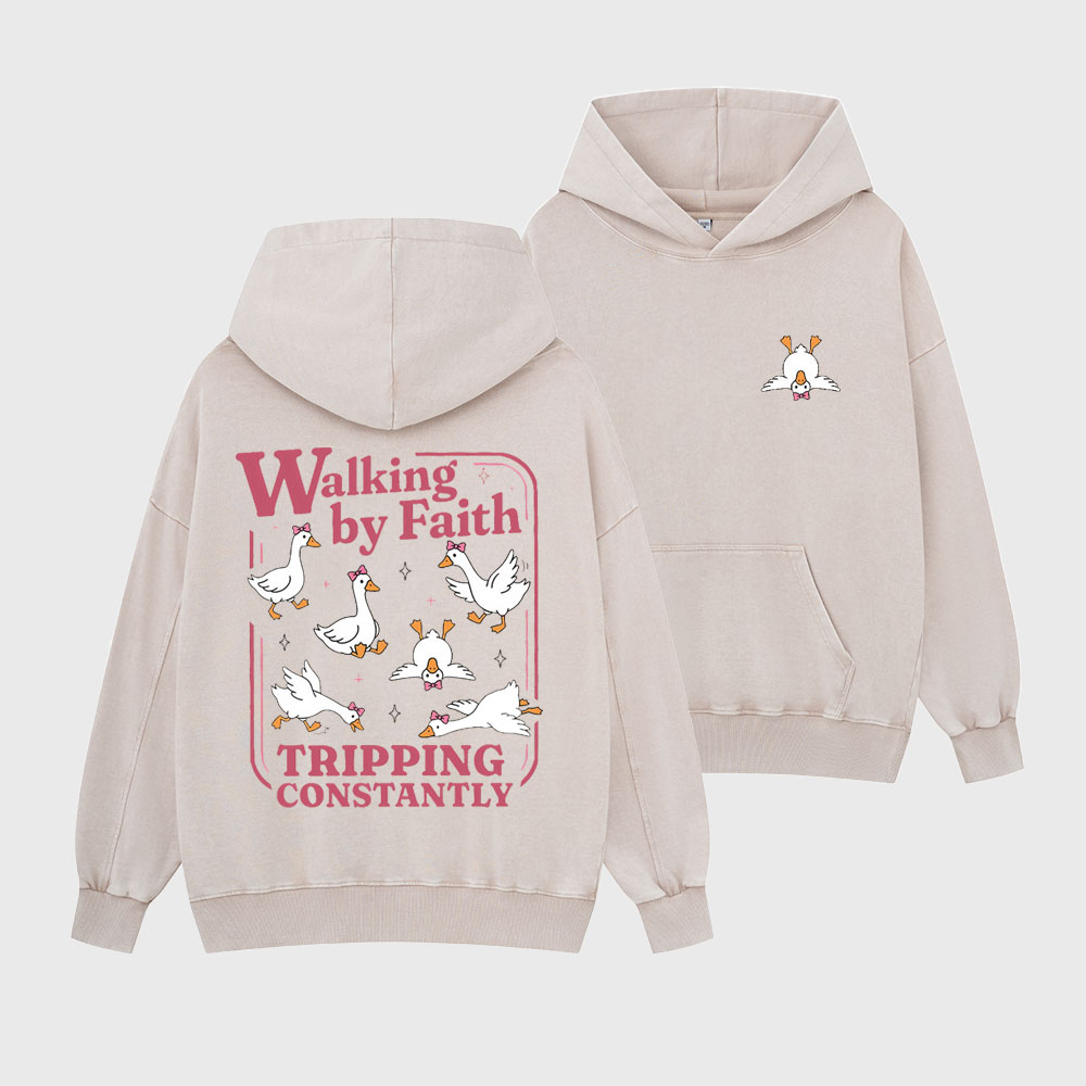 Walking By Faith Christian Washed Hoodie