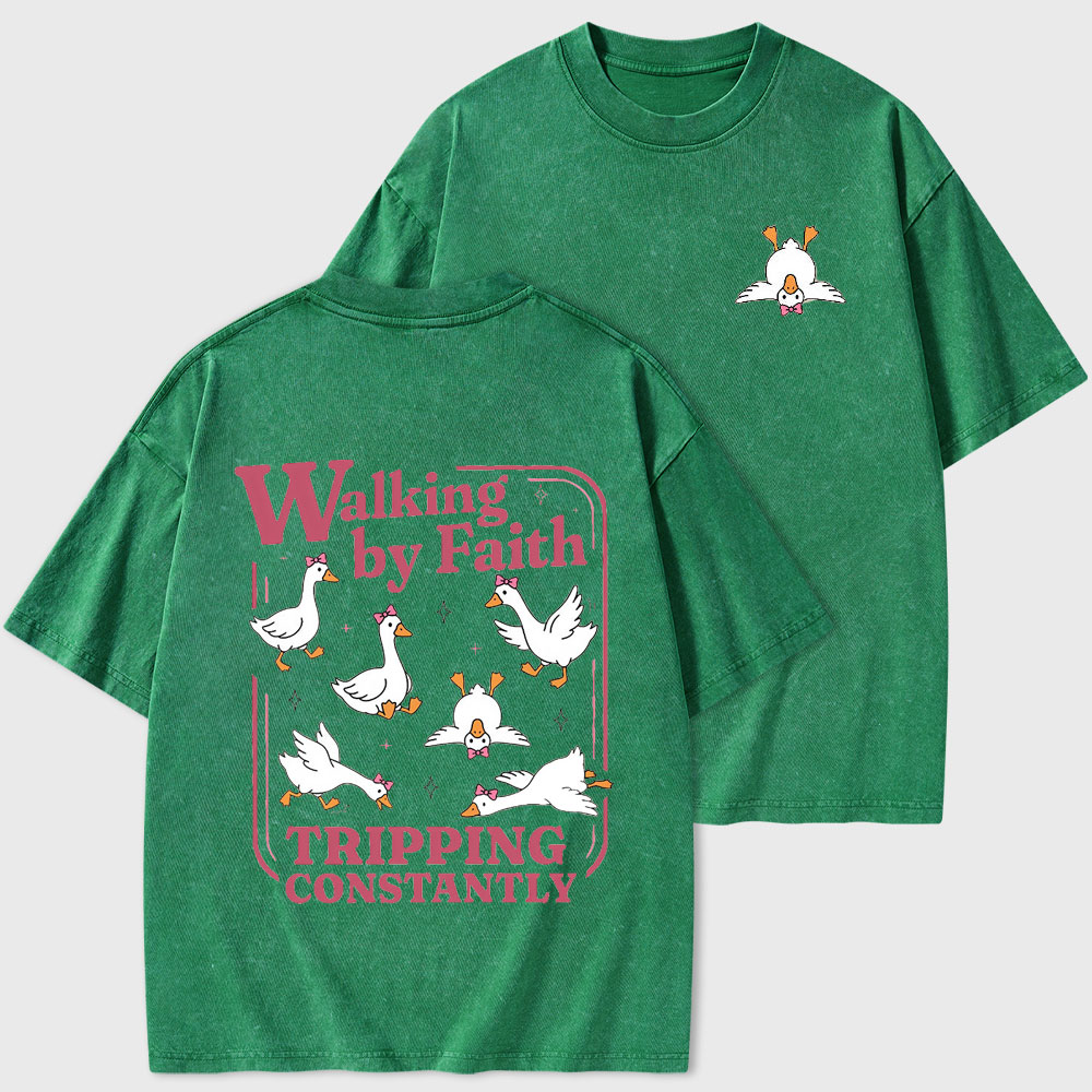Walking By Faith Christian Washed T-Shirt