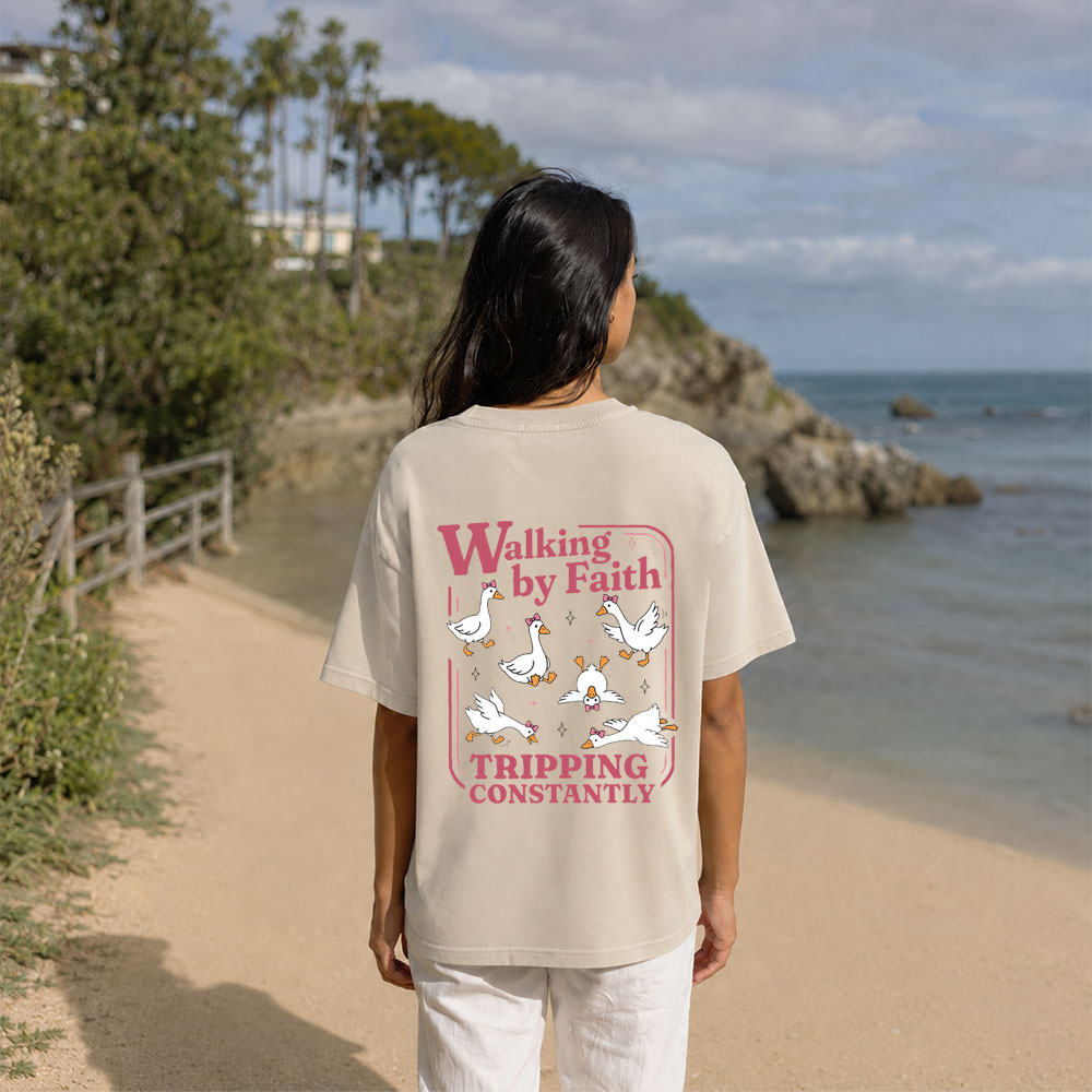 Walking By Faith Christian Washed T-Shirt