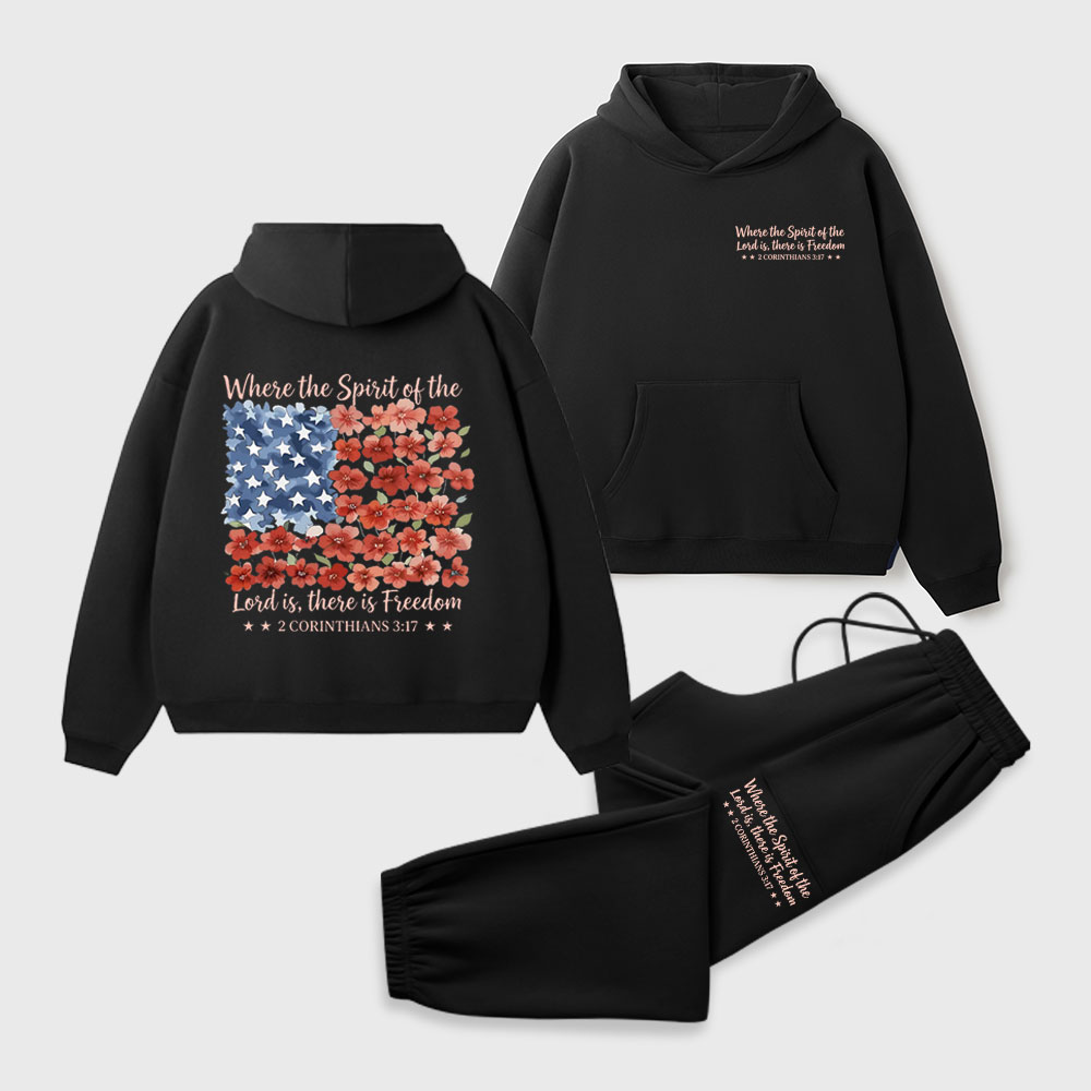 When The Spirit Of The Lord Is Christian Premium Fleece Hoodie Set