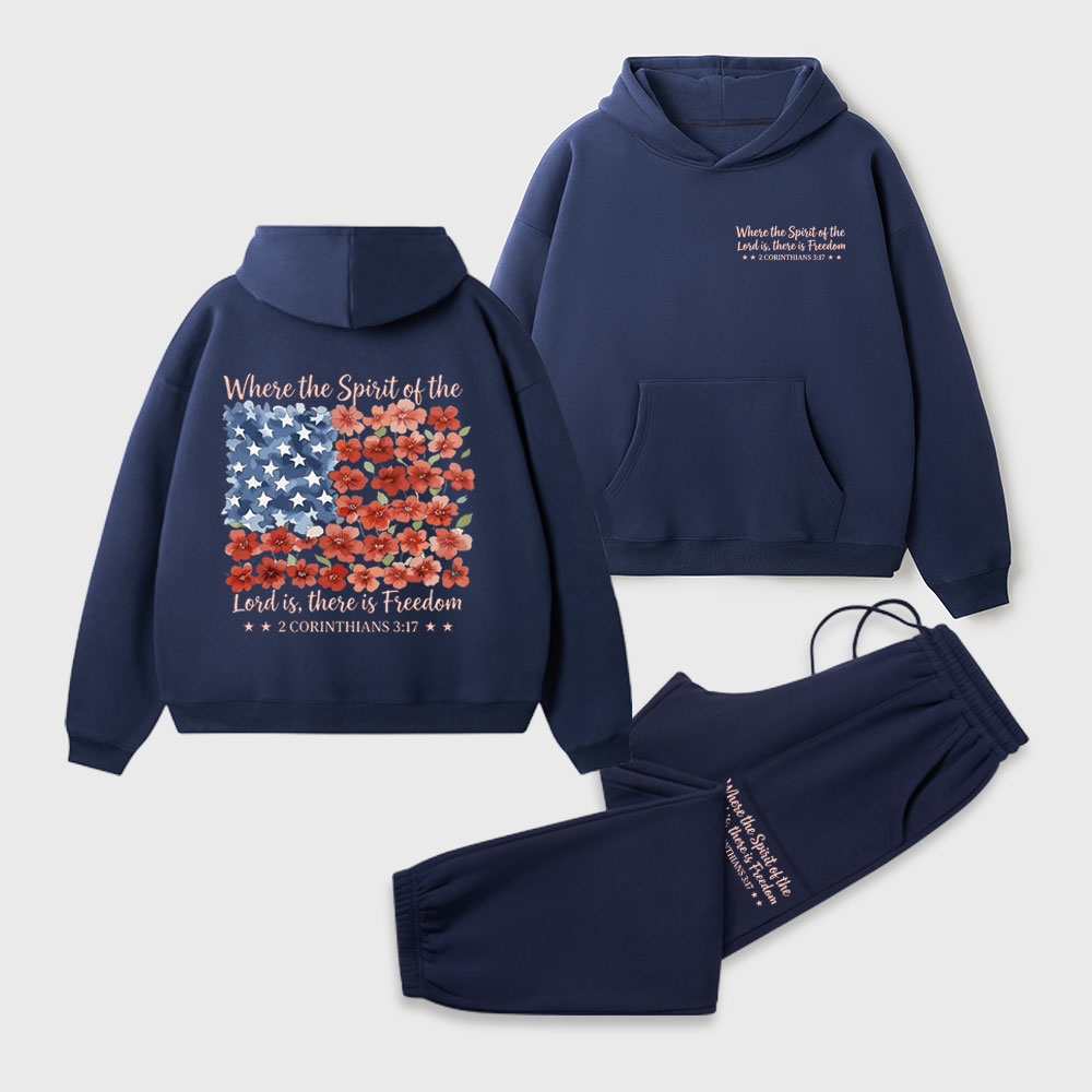 When The Spirit Of The Lord Is Christian Premium Fleece Hoodie Set