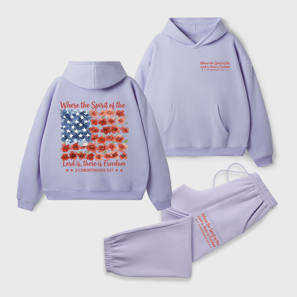 When The Spirit Of The Lord Is Christian Premium Fleece Hoodie Set