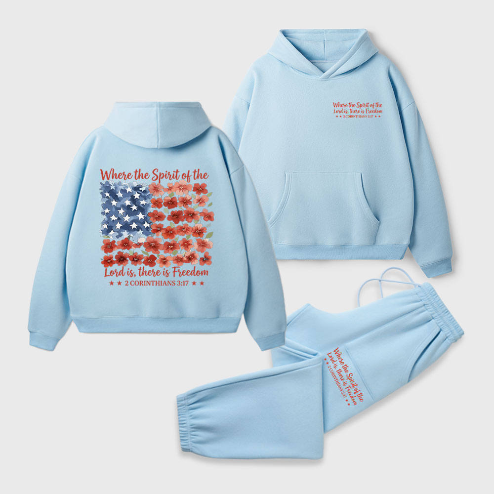 When The Spirit Of The Lord Is Christian Premium Fleece Hoodie Set