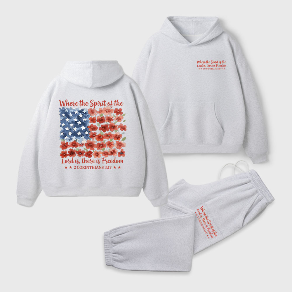 When The Spirit Of The Lord Is Christian Premium Fleece Hoodie Set
