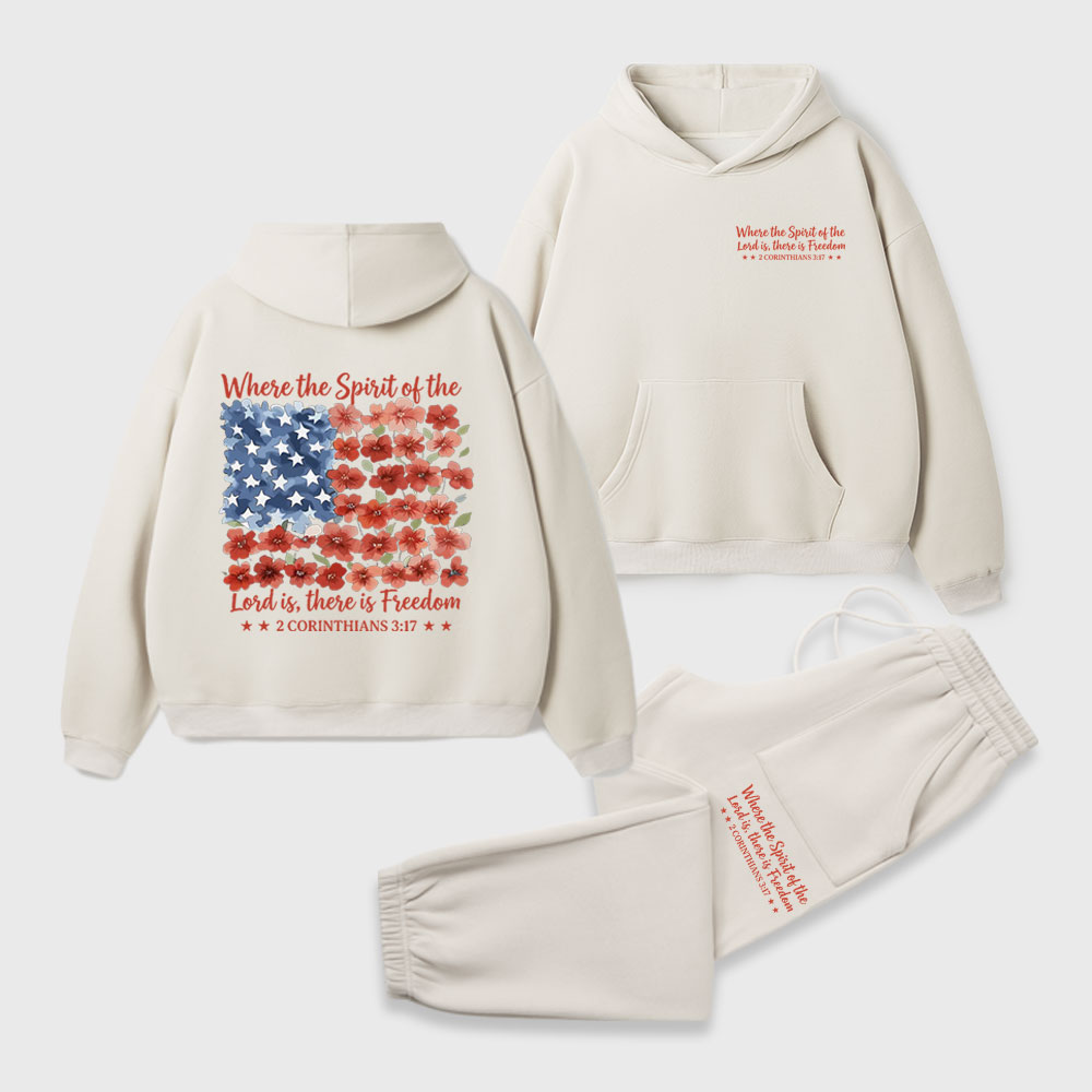 When The Spirit Of The Lord Is Christian Premium Fleece Hoodie Set