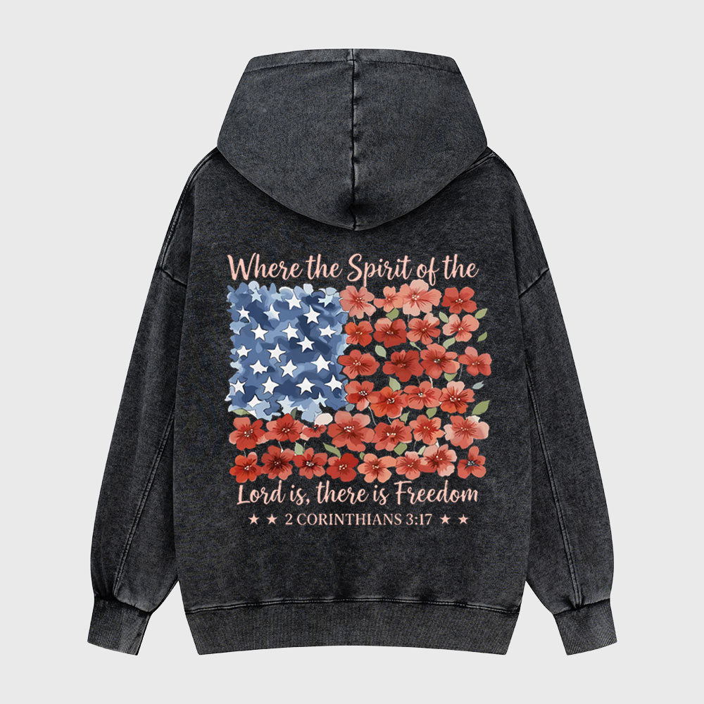 When The Spirit Of The Lord Is Christian Washed Hoodie