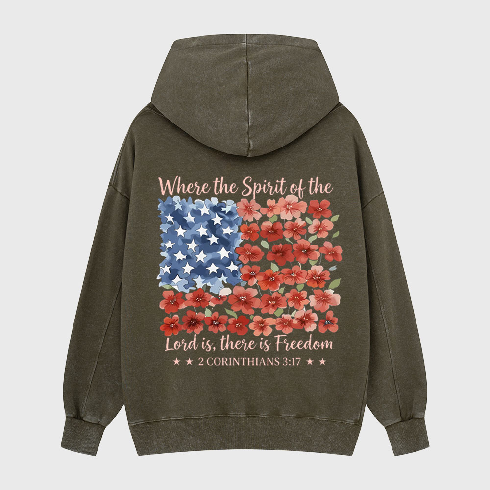 When The Spirit Of The Lord Is Christian Washed Hoodie