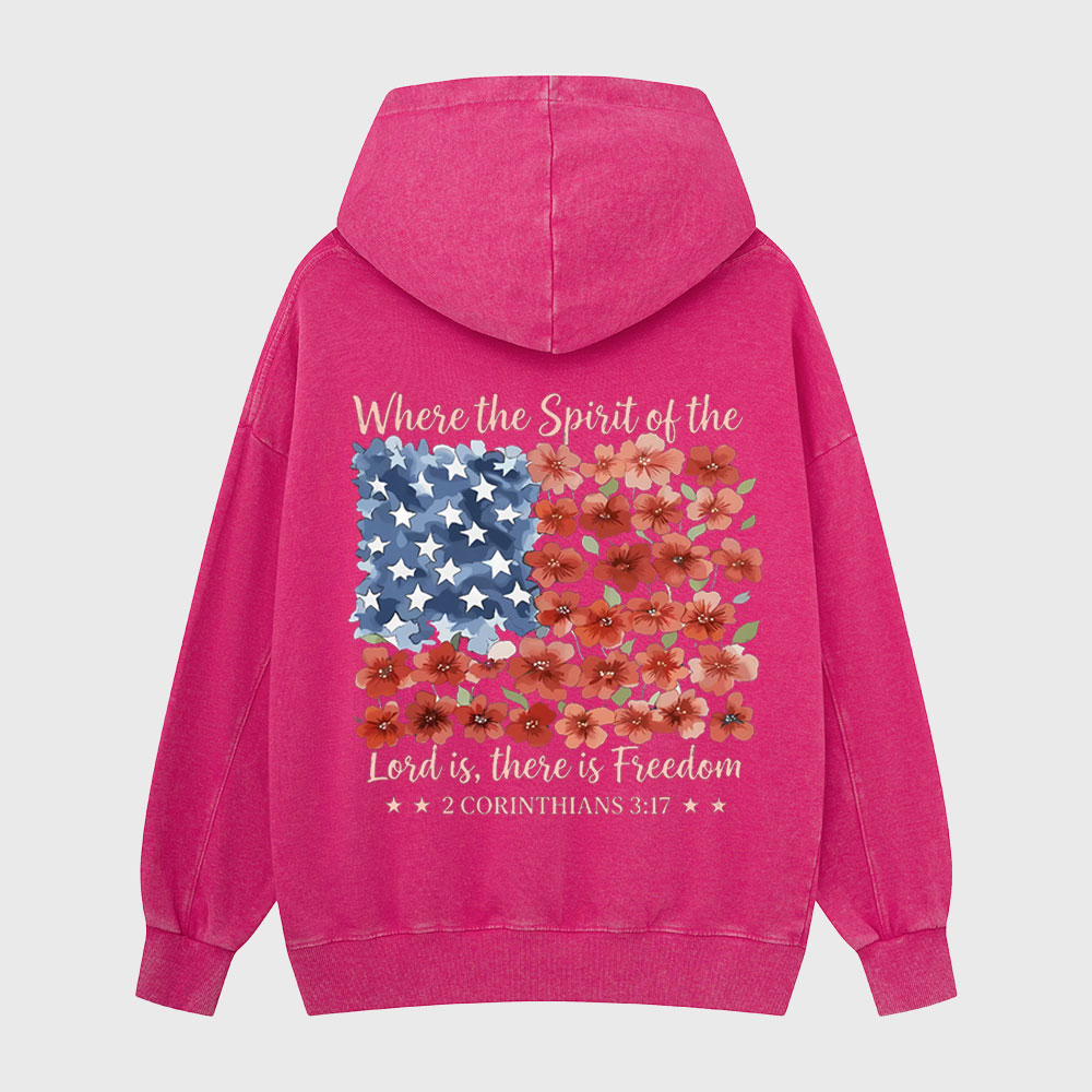 When The Spirit Of The Lord Is Christian Washed Hoodie