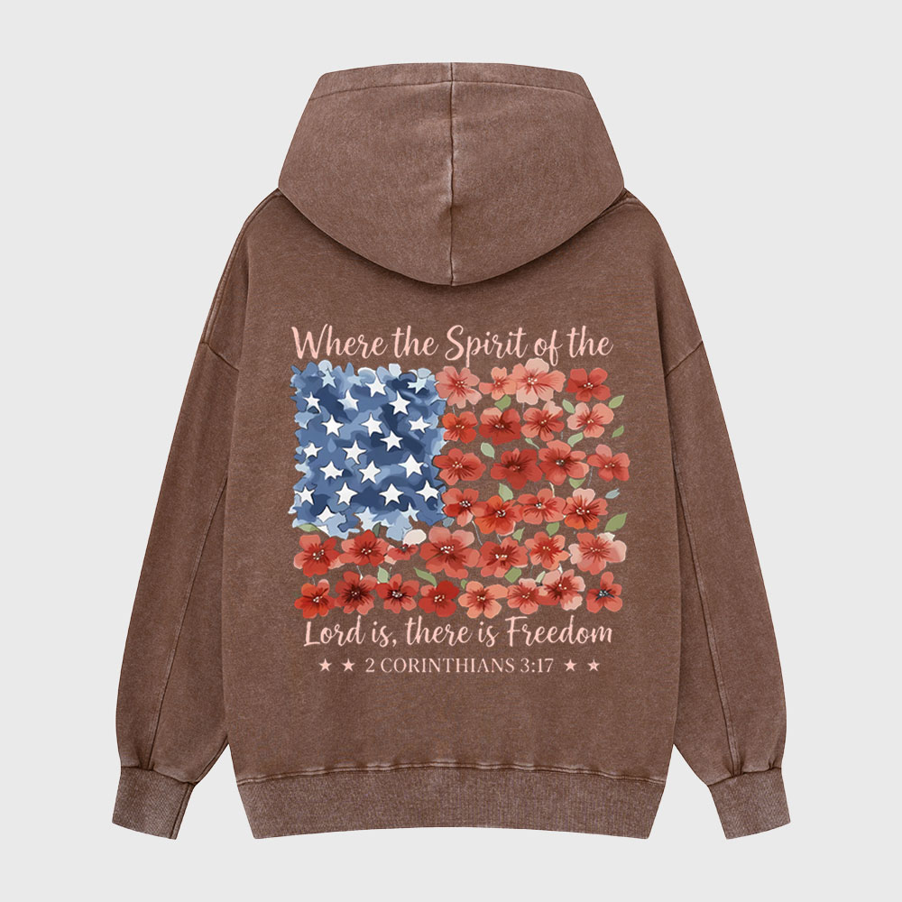 When The Spirit Of The Lord Is Christian Washed Hoodie