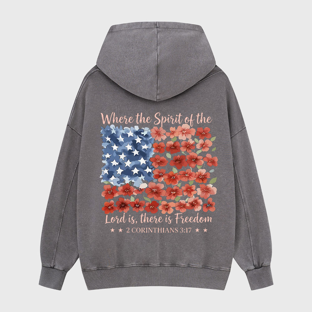 When The Spirit Of The Lord Is Christian Washed Hoodie
