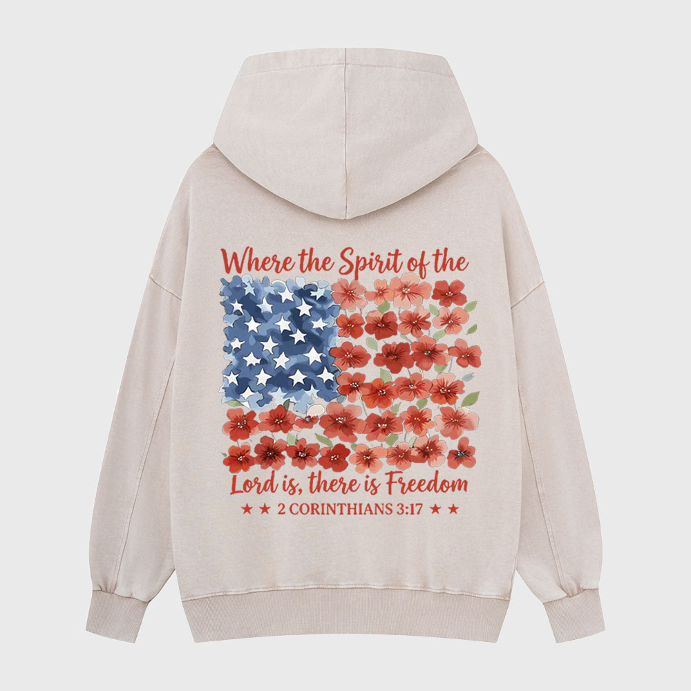 When The Spirit Of The Lord Is Christian Washed Hoodie