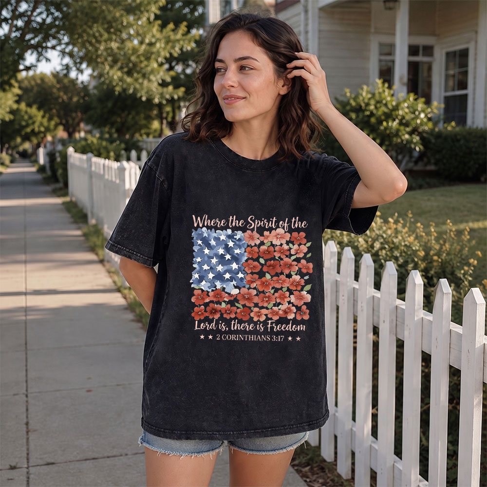 When The Spirit Of The Lord Is Christian Washed T-Shirt
