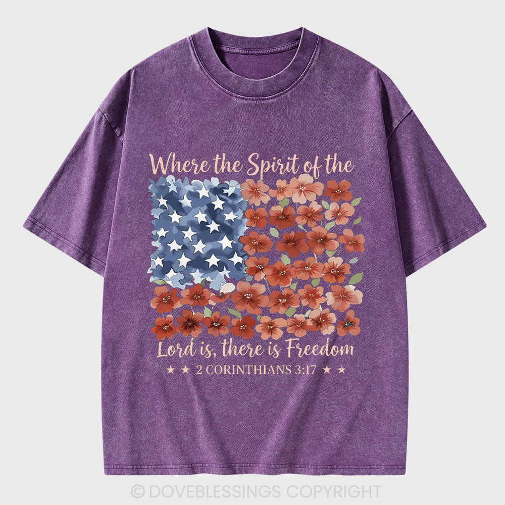 When The Spirit Of The Lord Is Christian Washed T-Shirt
