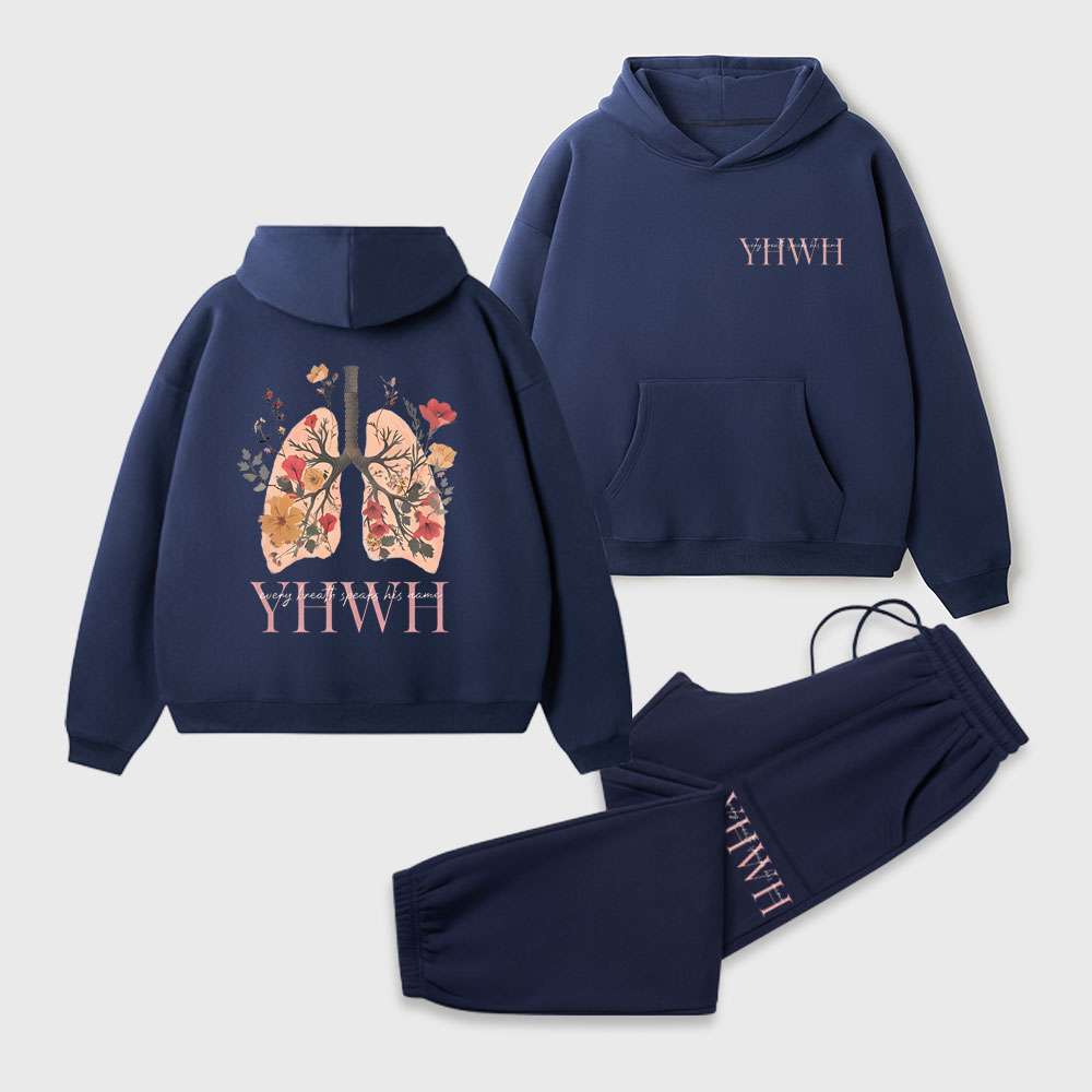 YHWH Every Breath Speaks His Name Christian Premium Fleece Hoodie Set