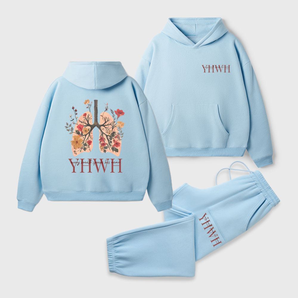 YHWH Every Breath Speaks His Name Christian Premium Fleece Hoodie Set