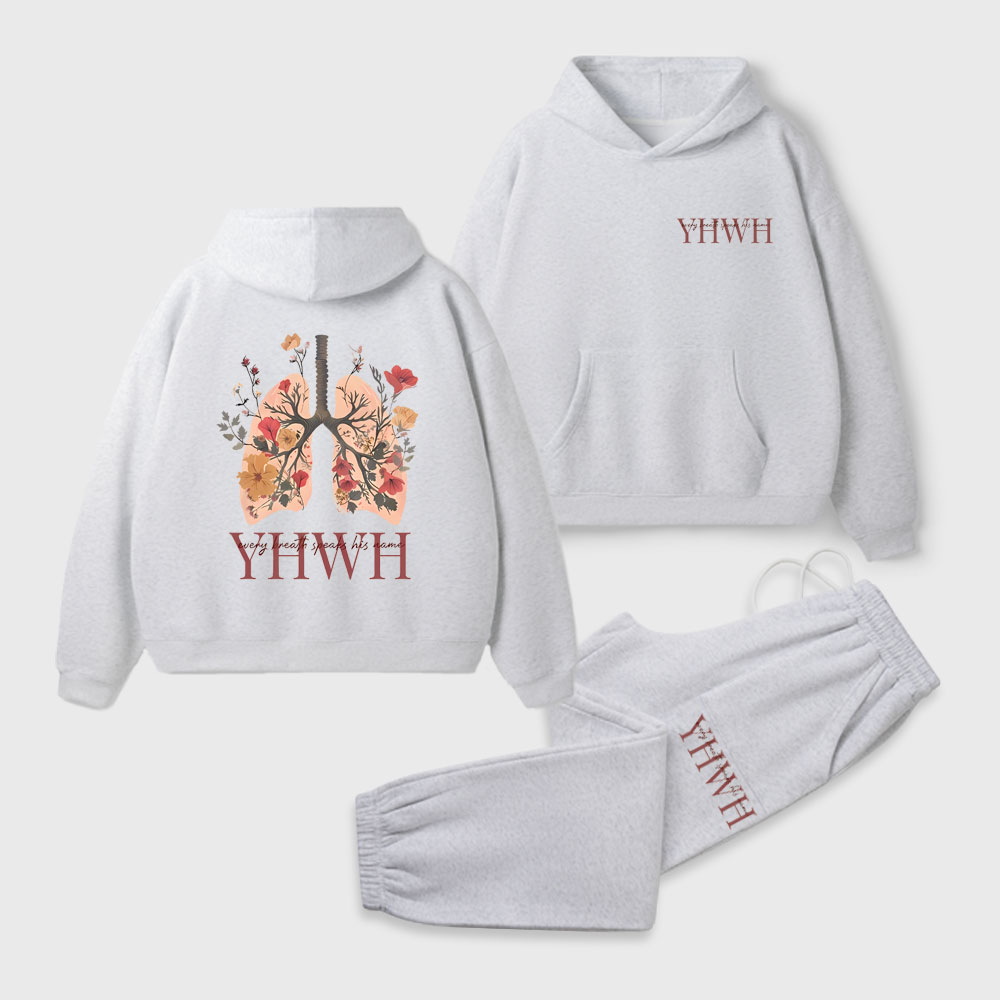 YHWH Every Breath Speaks His Name Christian Premium Fleece Hoodie Set