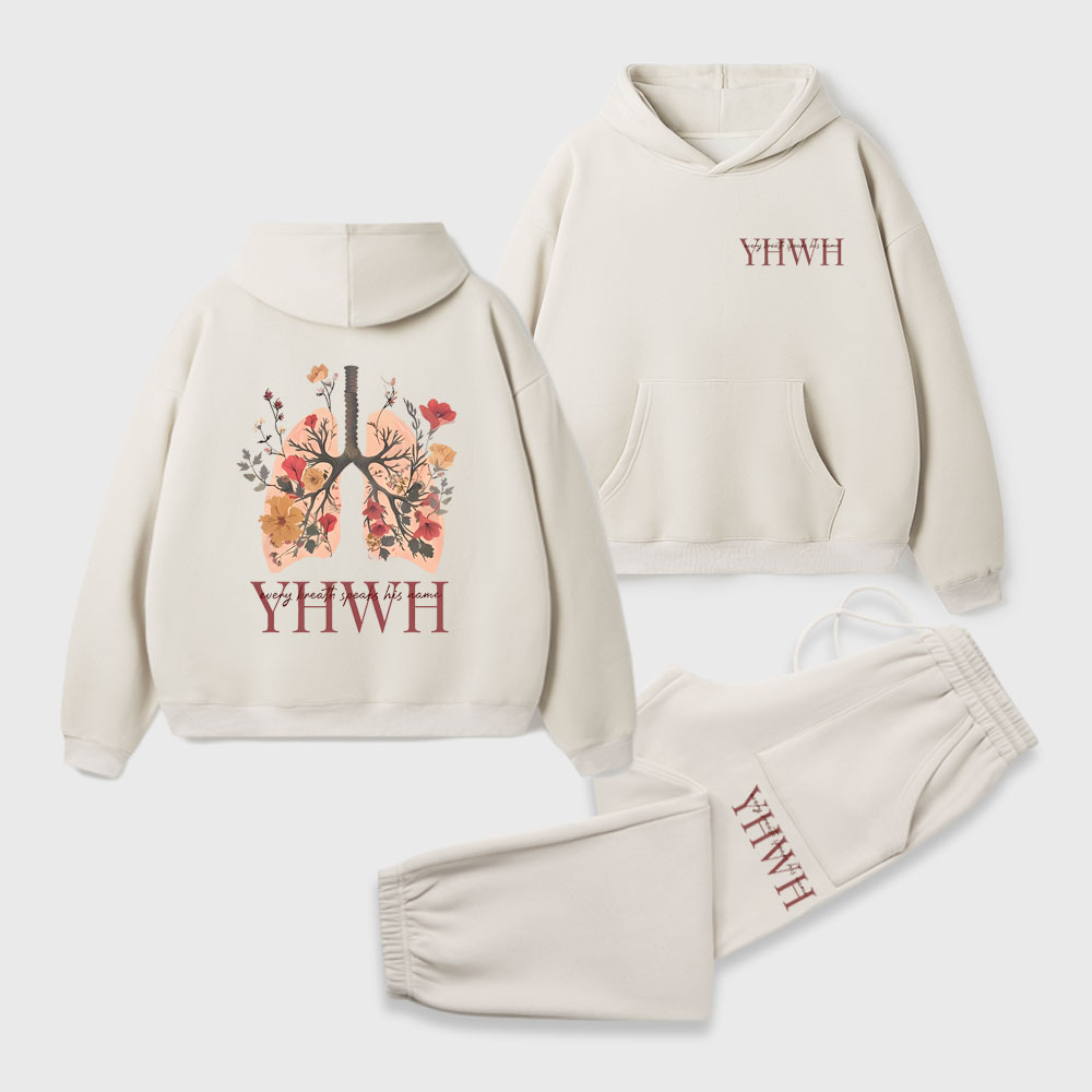 YHWH Every Breath Speaks His Name Christian Premium Fleece Hoodie Set