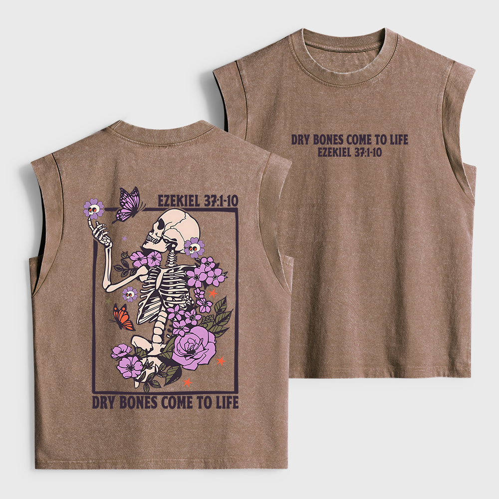 Dry Bones Come To Life Christian Women's Washed Tank Top