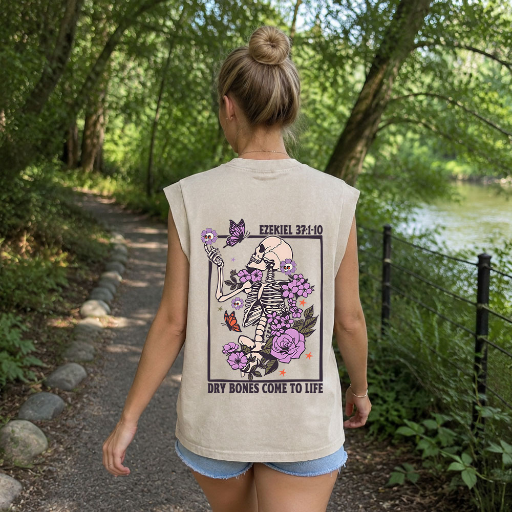 Dry Bones Come To Life Christian Women's Washed Tank Top