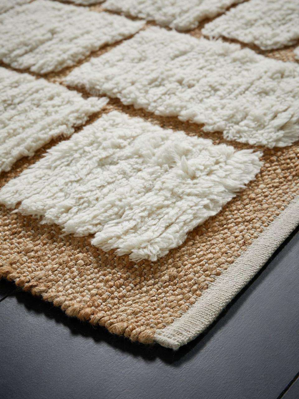 Wool tufted jute rug, antique silent vintage wool jute bohemian kilim rug, small Turkish diamond pattern shaped floor rug, itsl