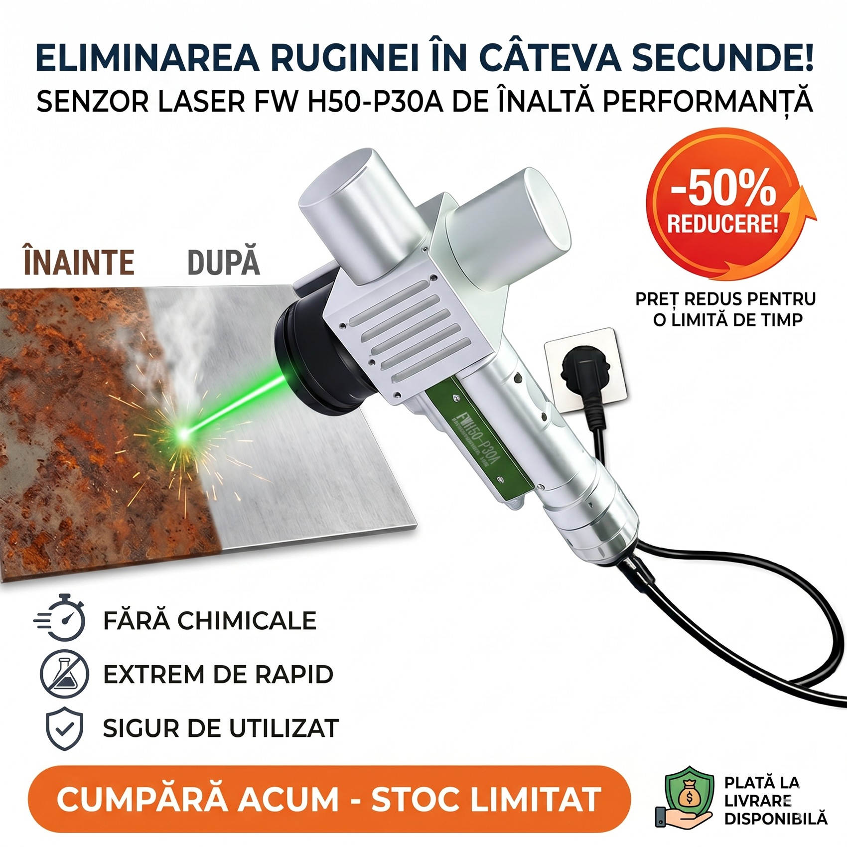 Curățare manuală cu impulsuri FWH50-P30A: Acceptă 11 programe de curățare și permite comutarea ușoară între diferite procese.