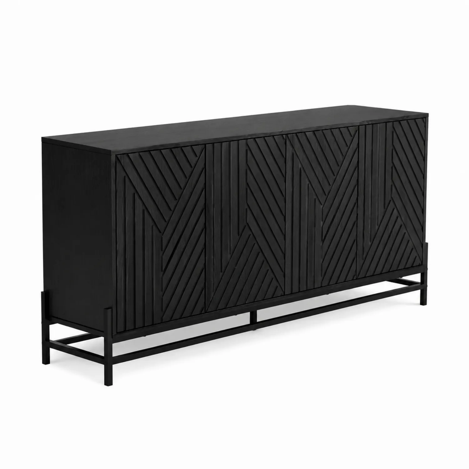 Holzschrank mit Metallrahmen Schwarz