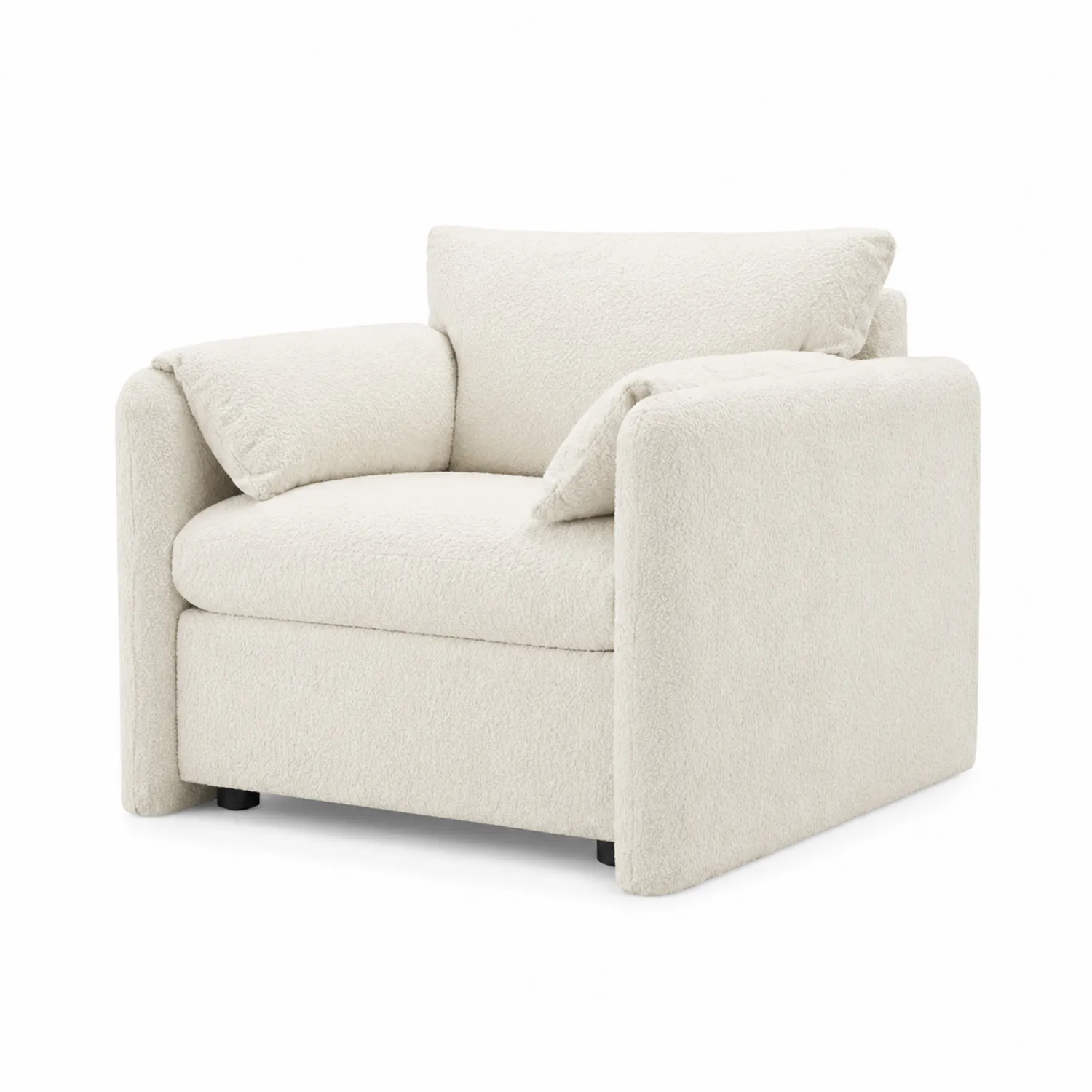 Sessel mit Armlehnen aus Polyester, Creme