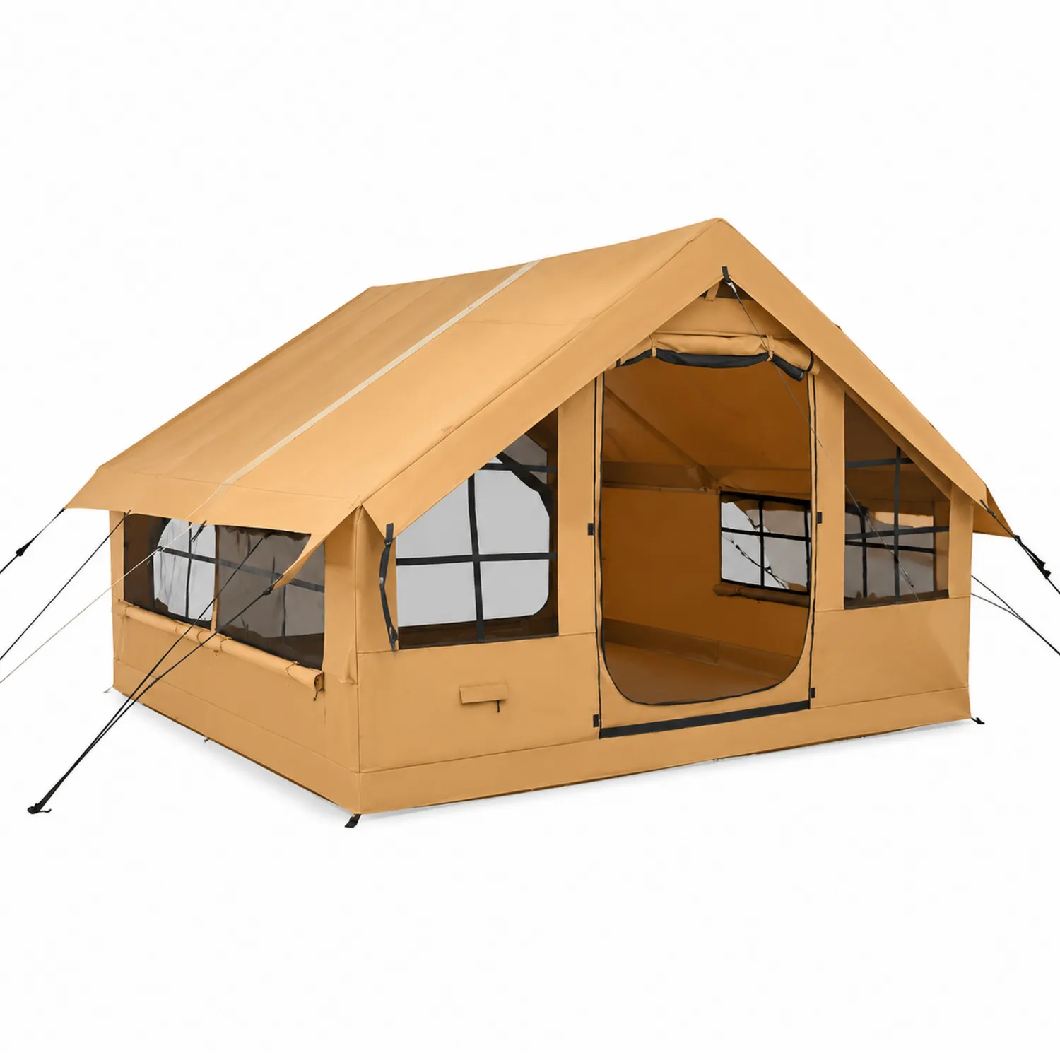 Campingzelt Hausform Baumwolle mit Aluminiumstangen 300x200x180 cm Beige