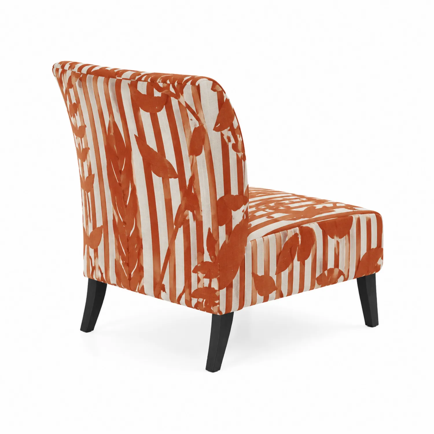 Polsterstuhl mit Blumen- und Streifenmuster Orange/Weiß