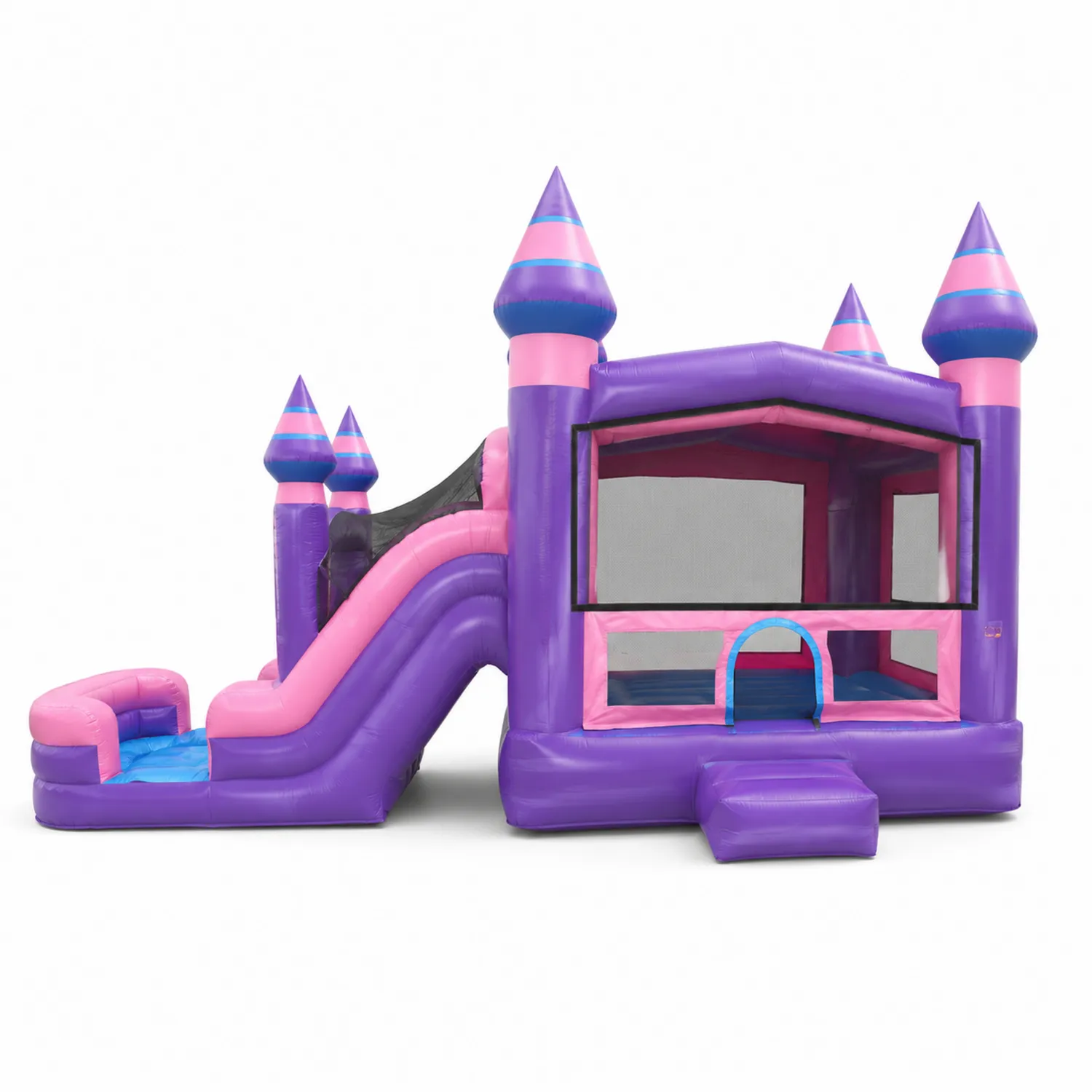Hüpfburg Prinzessinnenschloss mit Rutsche aus PVC Lila/Pink