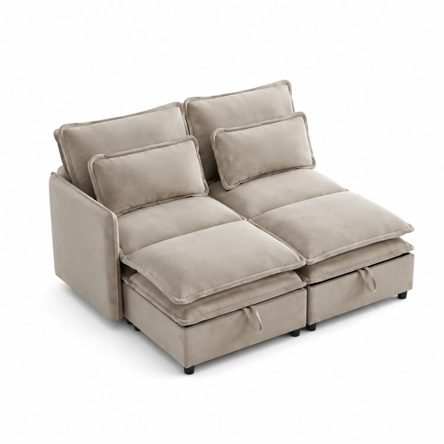 Modulares Zweisitzer-Sofa Stoff Beige