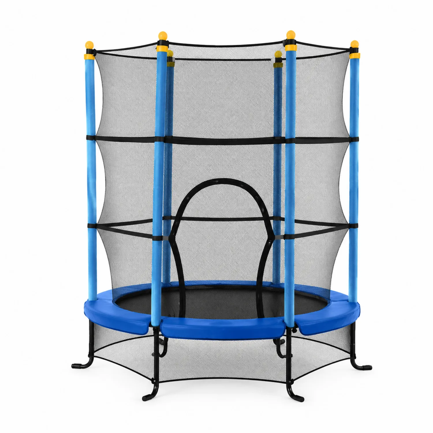 Kindertrampolin mit Sicherheitsnetz und Stahlrahmen Blau