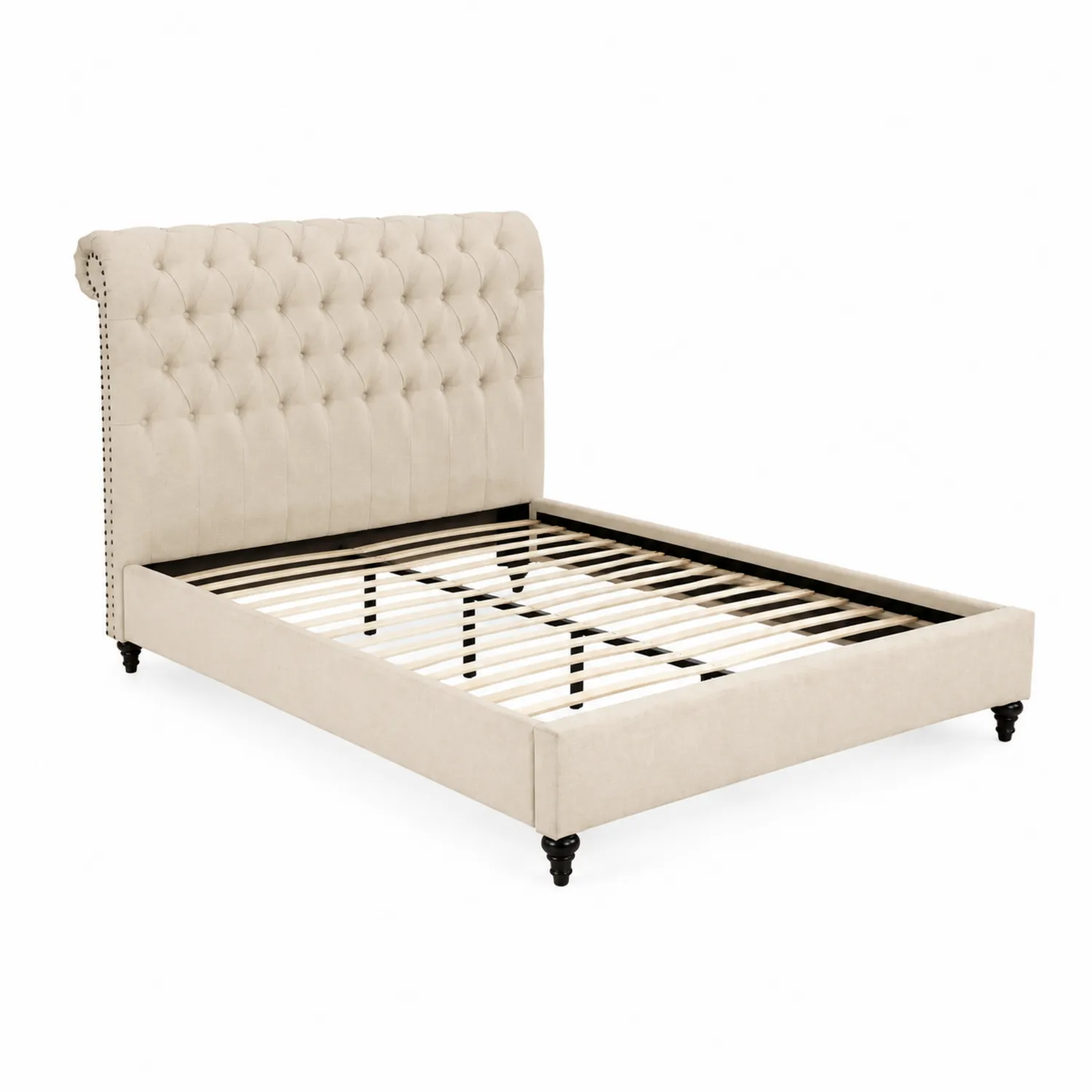 Polsterbett 200x180 cm Mikrofaser Beige