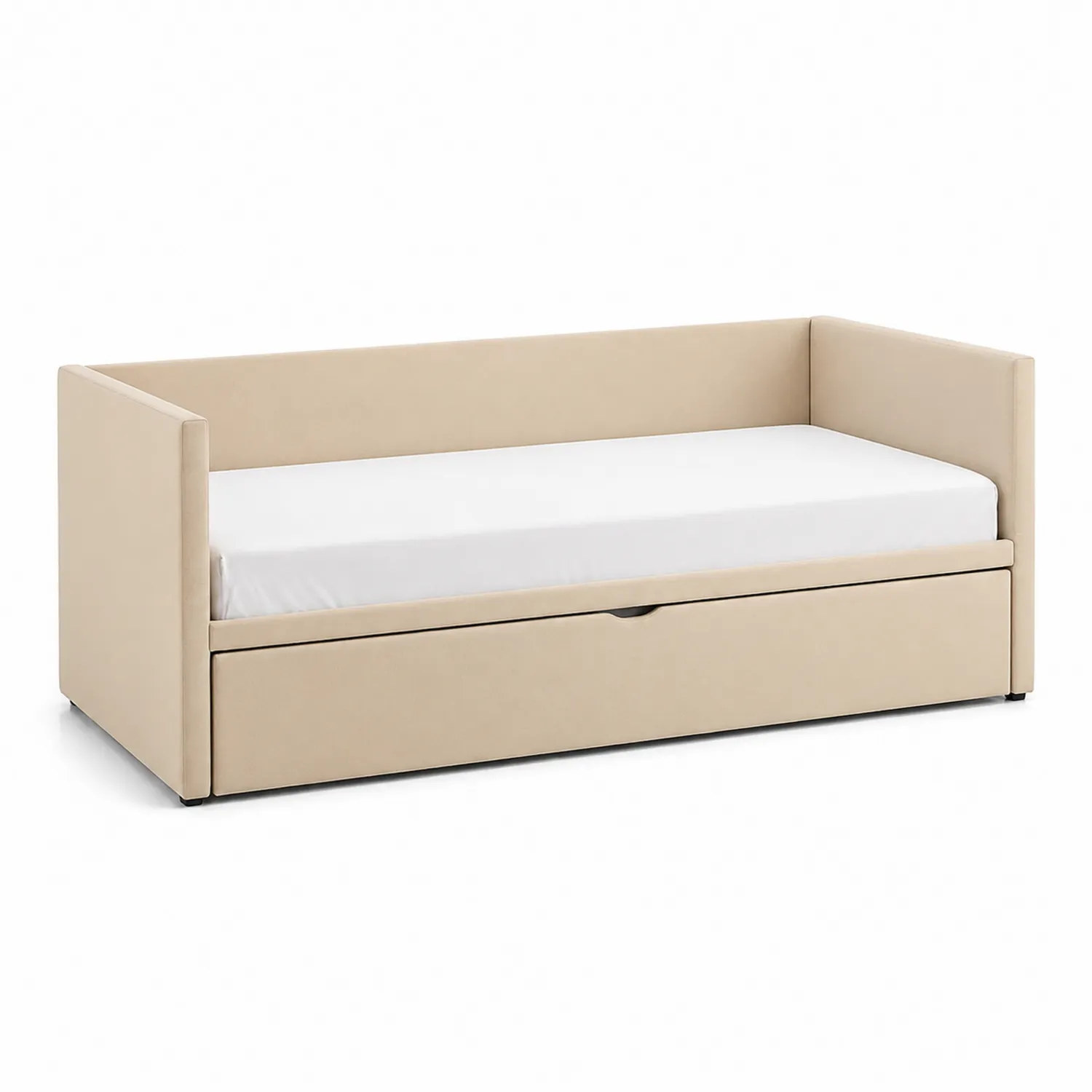Tagesbett mit Bettkasten Holz und Polyester Beige