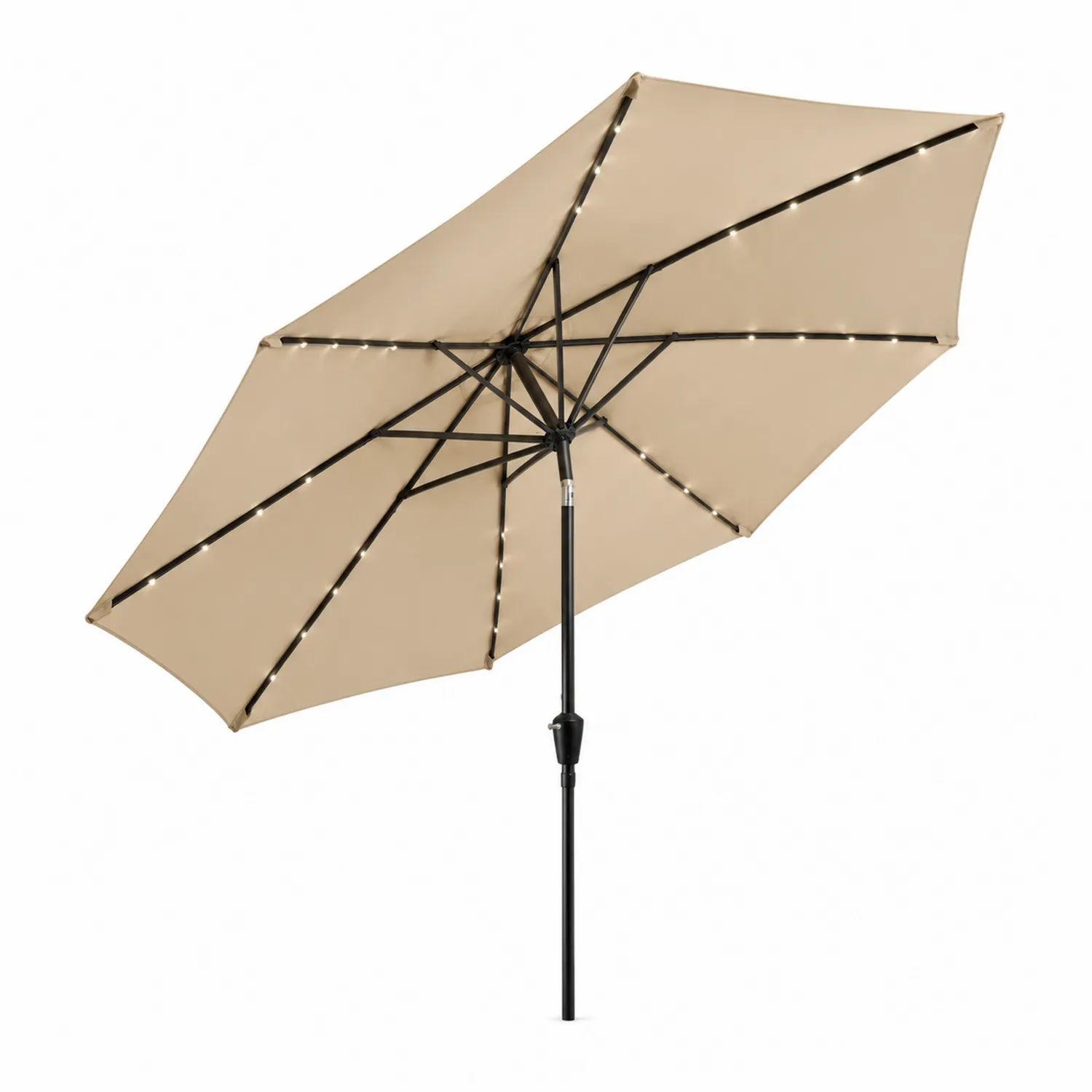 Runder Sonnenschirm mit LED-Beleuchtung Ø 300 cm Polyester Beige