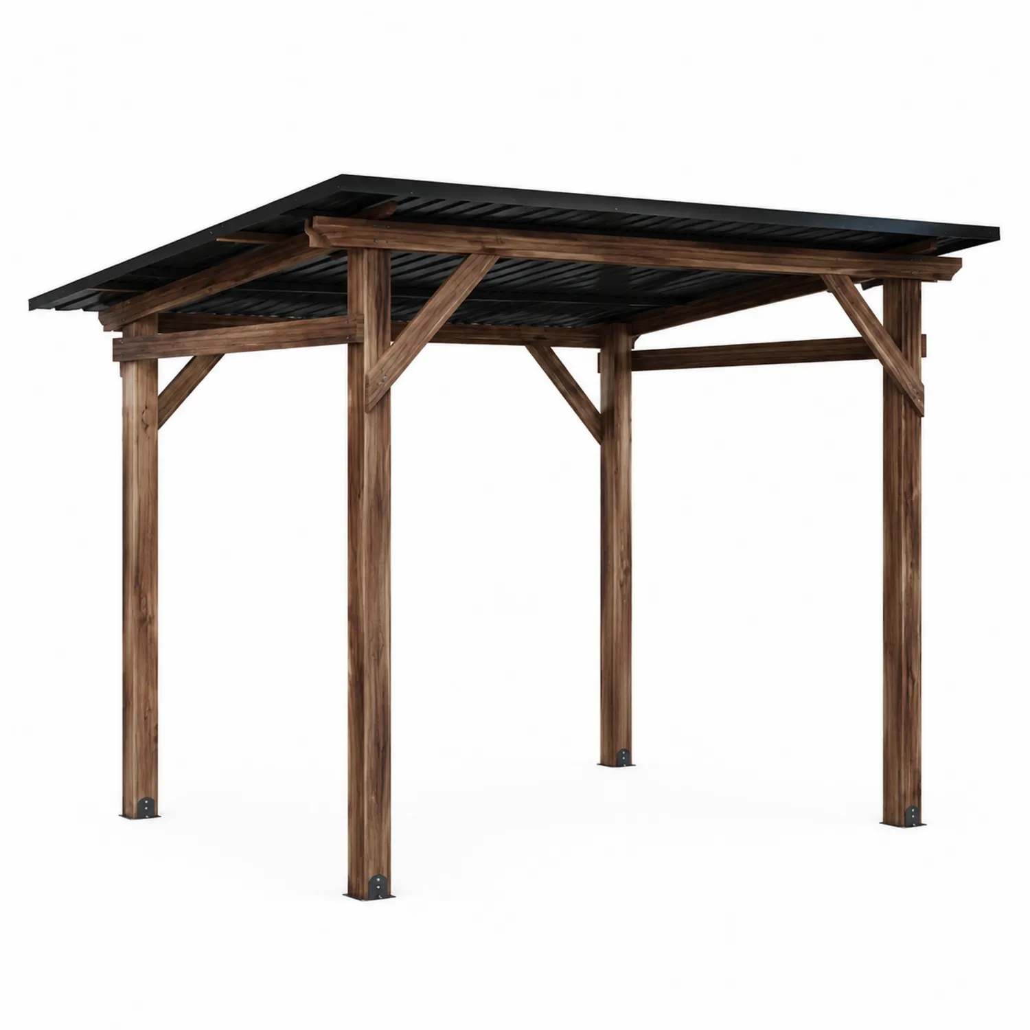 Holzpavillon mit Stahldach 300x400x260 cm Braun/Schwarz