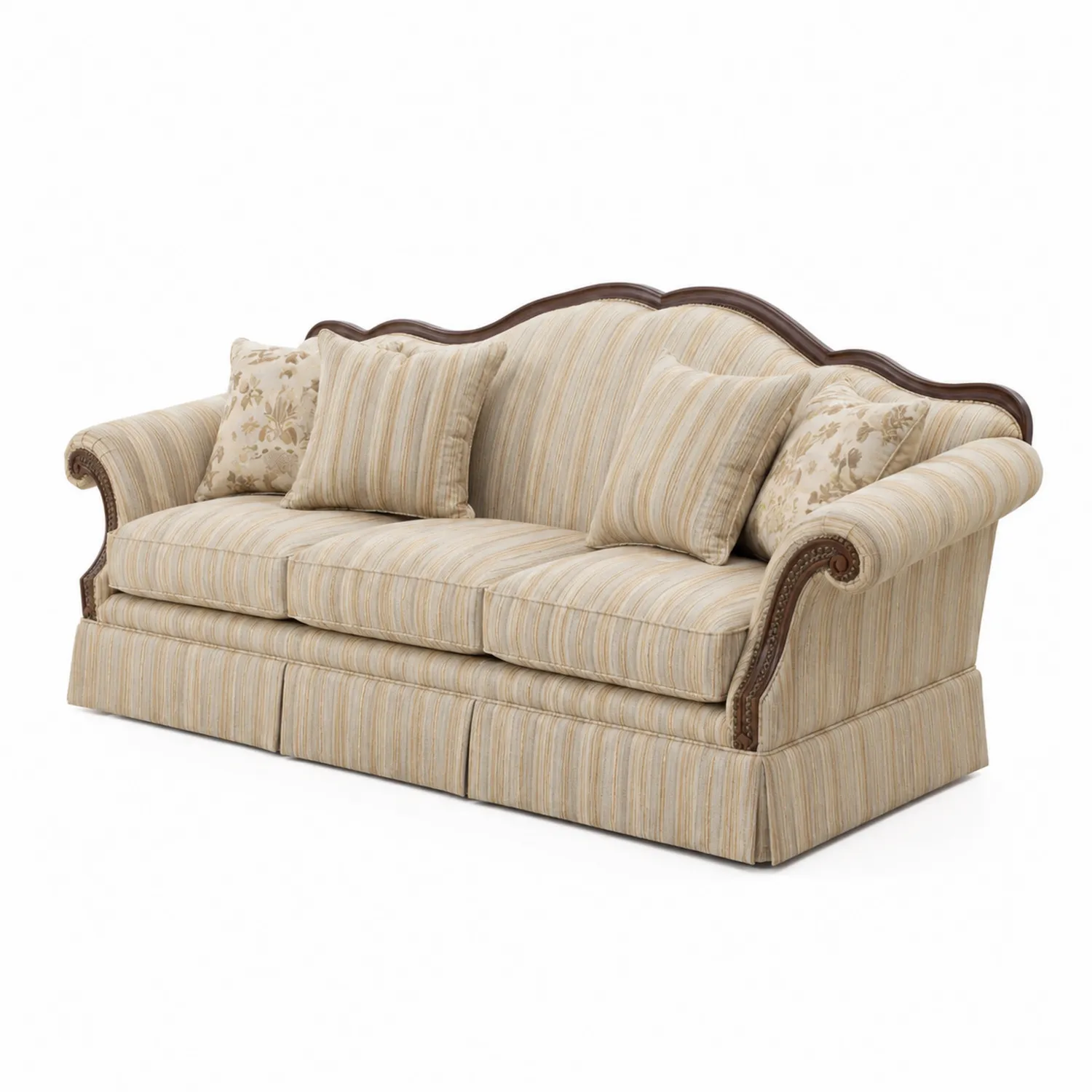 3-Sitzer Sofa mit Holzrahmen und Polyesterstoff Beige
