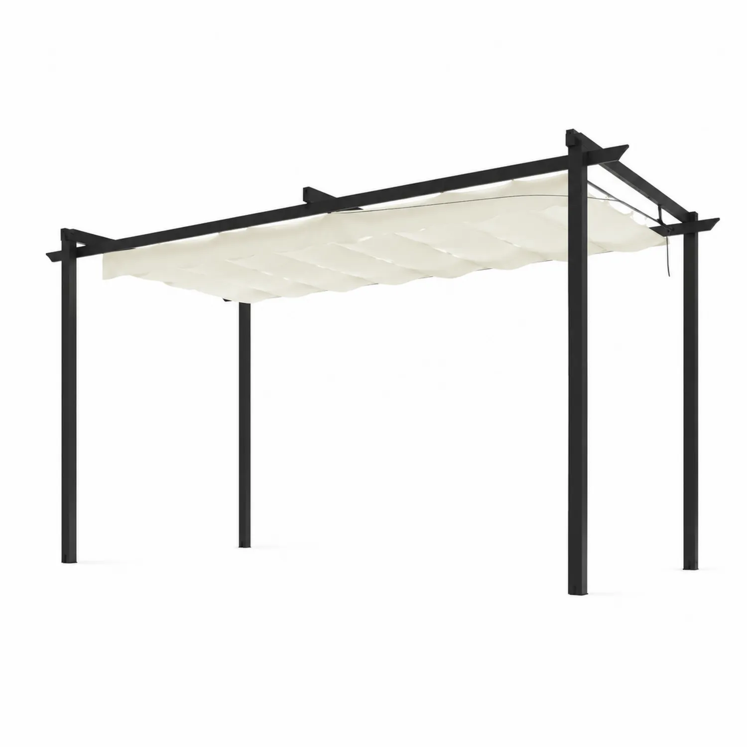 Pergola Rechteck Aluminium Stoff Schwarz/Weiß