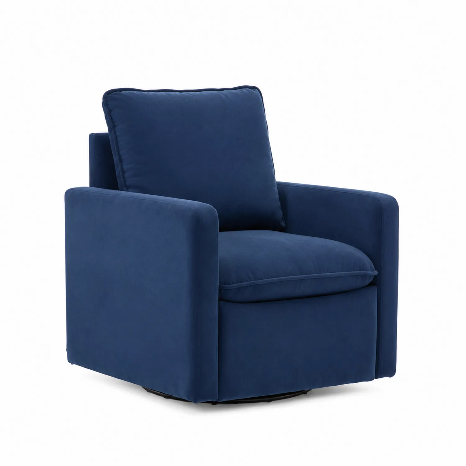 Drehbarer Sessel aus Sperrholz und Polyester Blau 90x80x100 cm