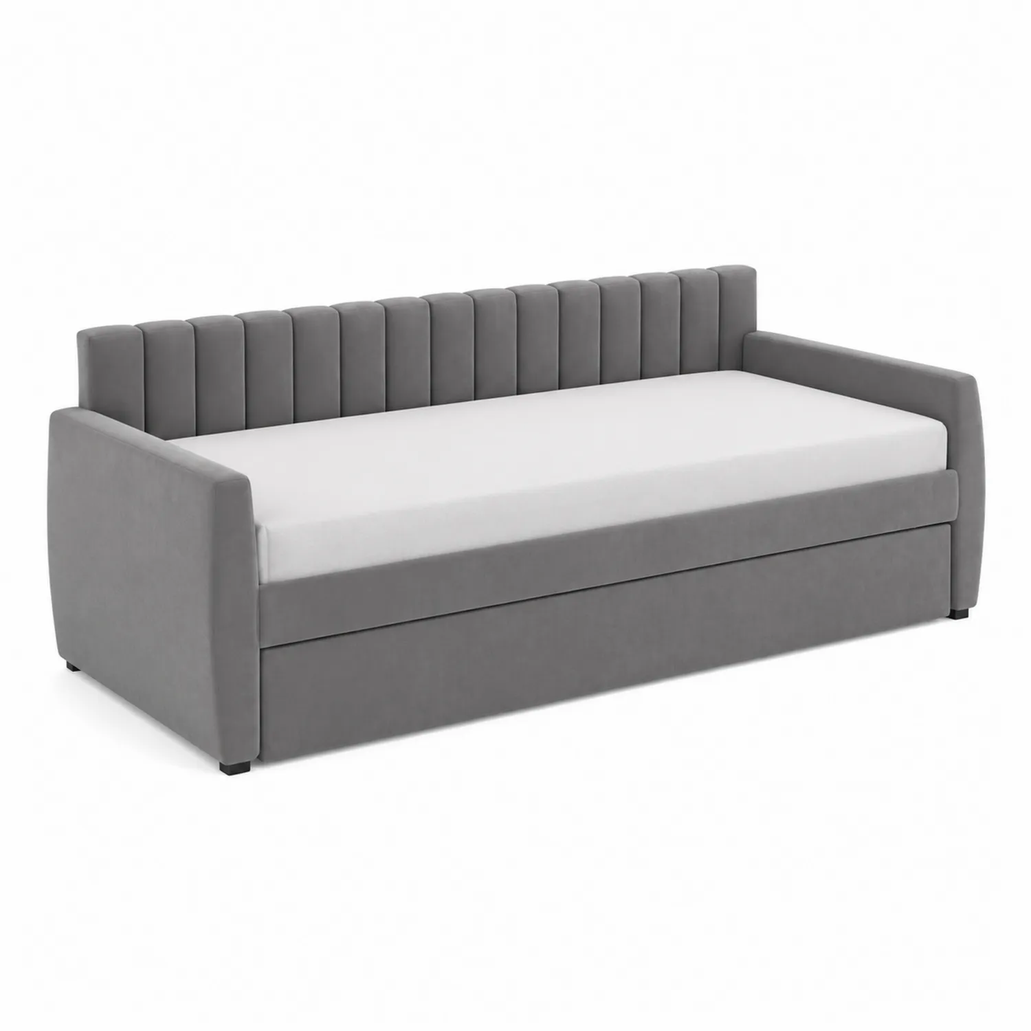 Schlafsofa Tagesbett Grau Samt