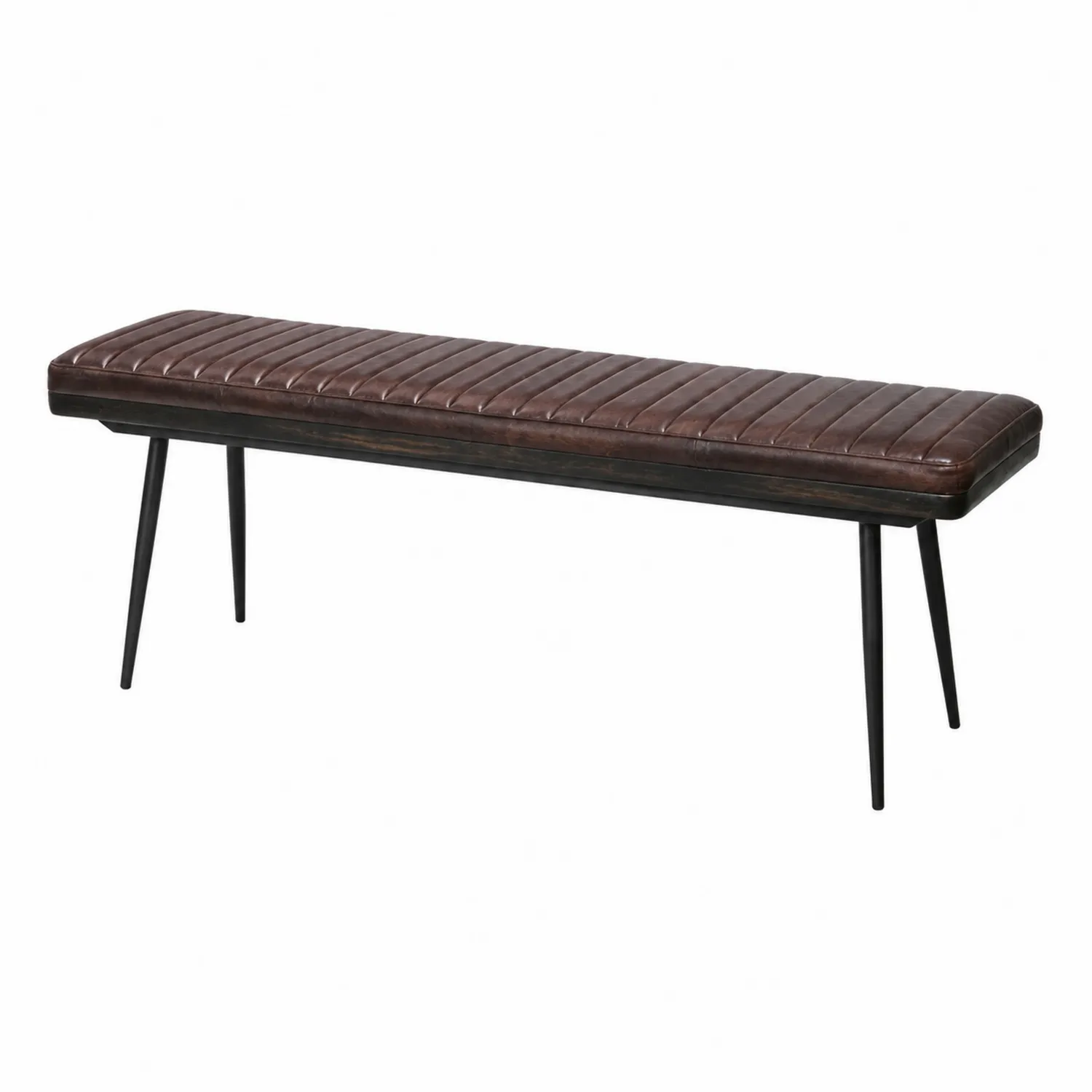 Bank aus Leder mit Metallbeinen 120 cm Braun