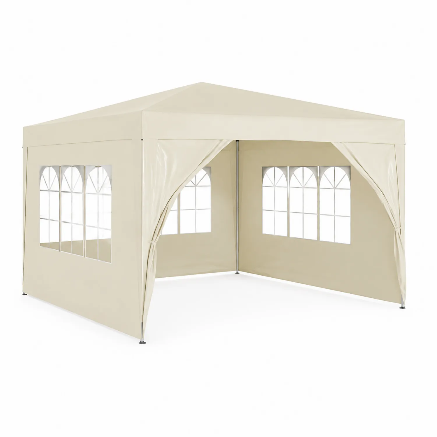 Gartenpavillon Rechteckig 3x4m Polyester Stahl Beige