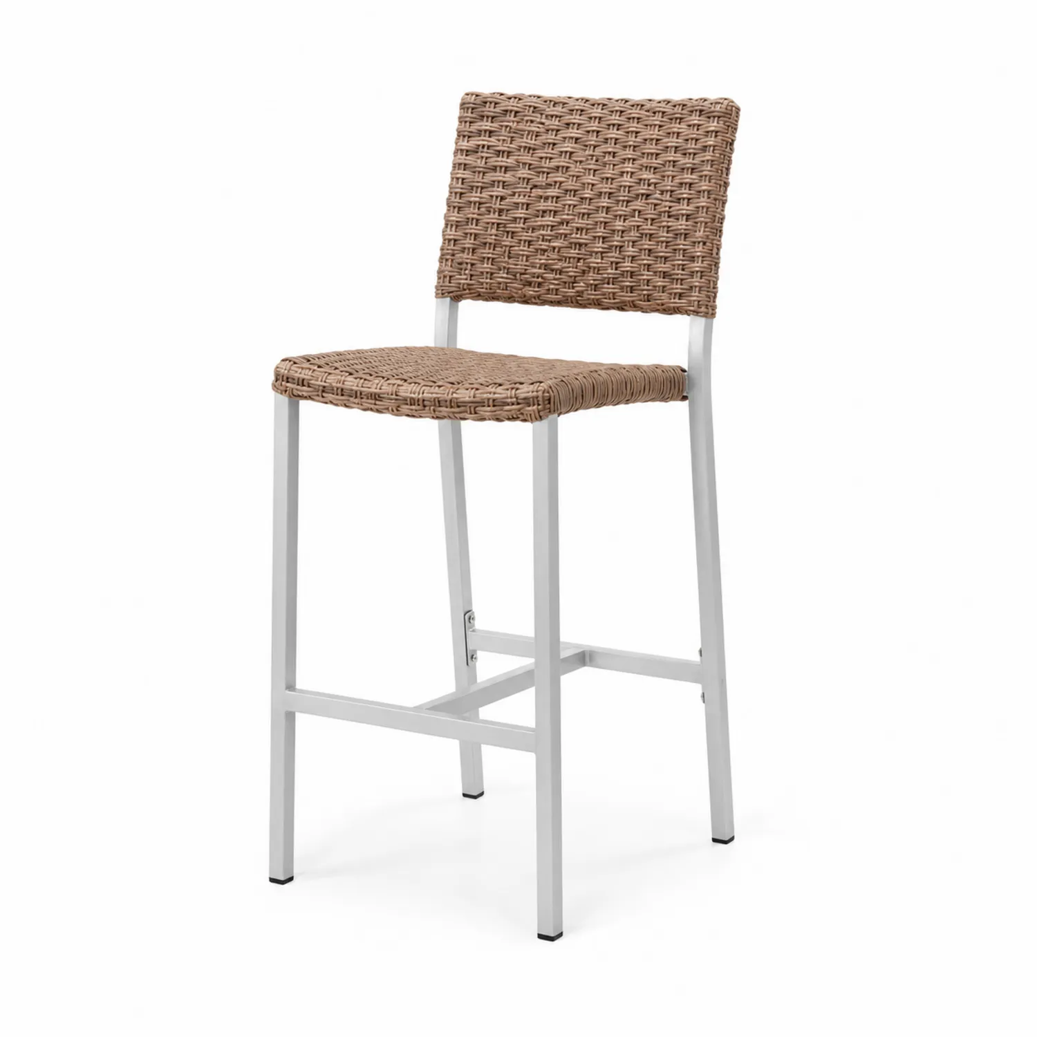 Barhocker Aluminium Rattan Braun 45x50x100 cm