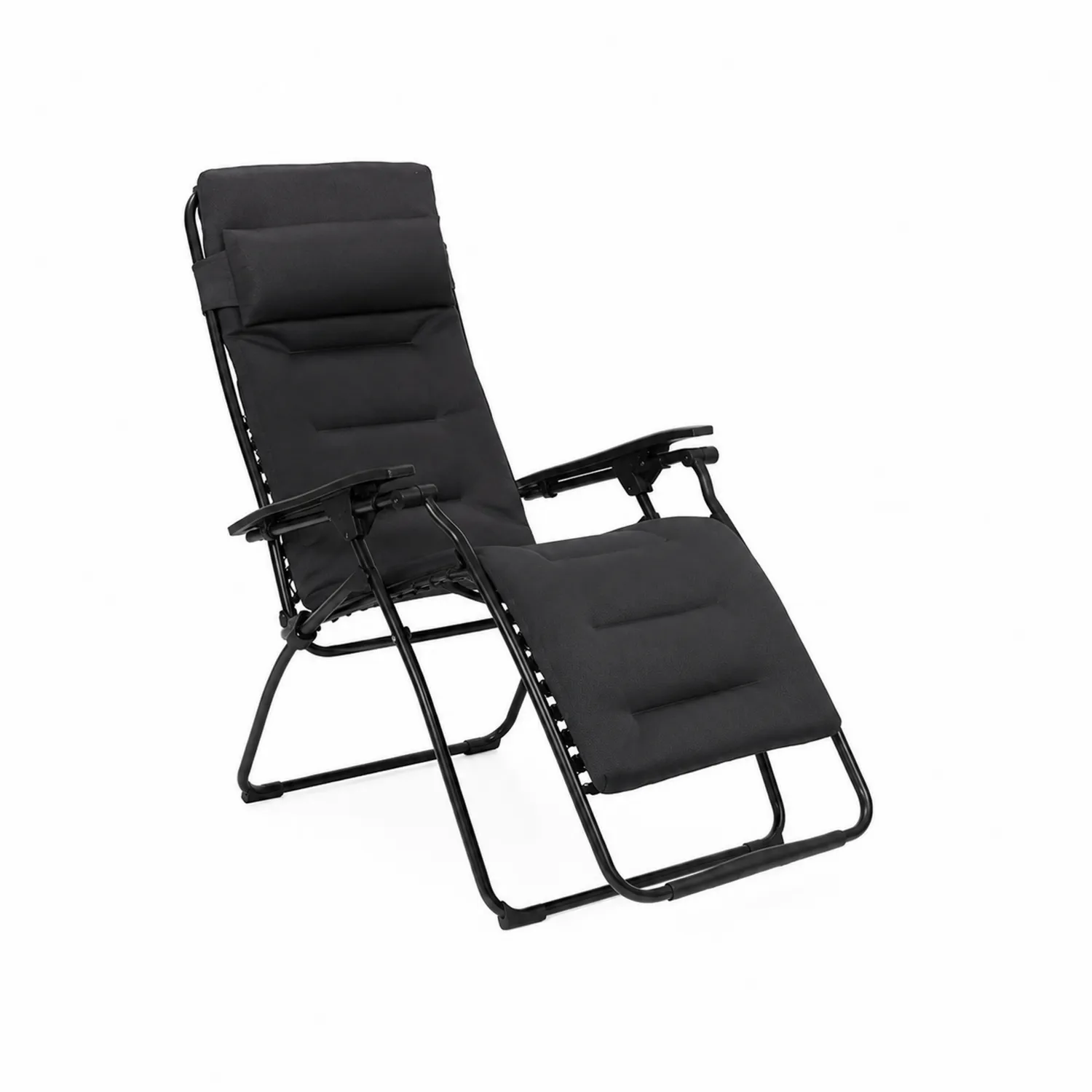 Klappbarer Liegestuhl Stahl Polyester Schwarz