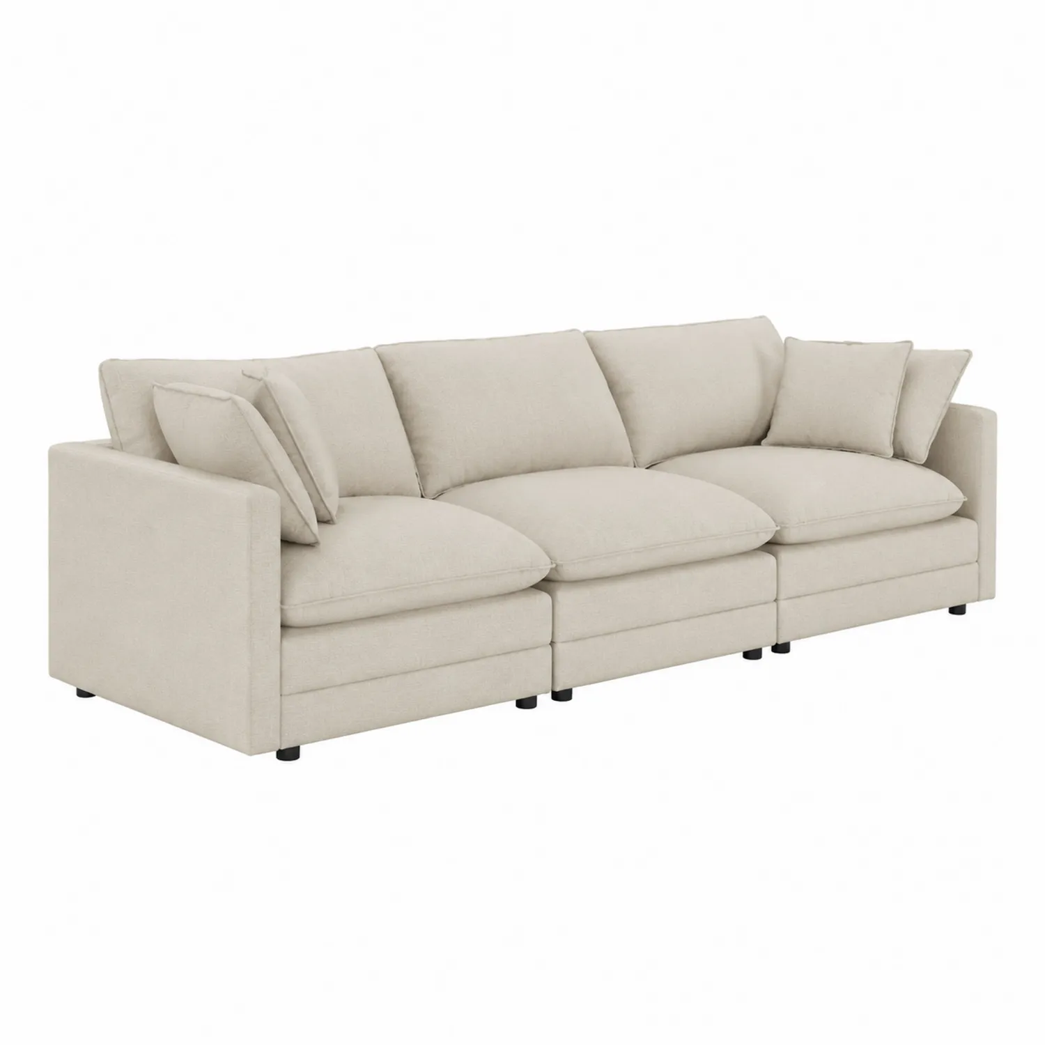 Modulares 3-Sitzer Sofa aus Baumwollstoff Beige